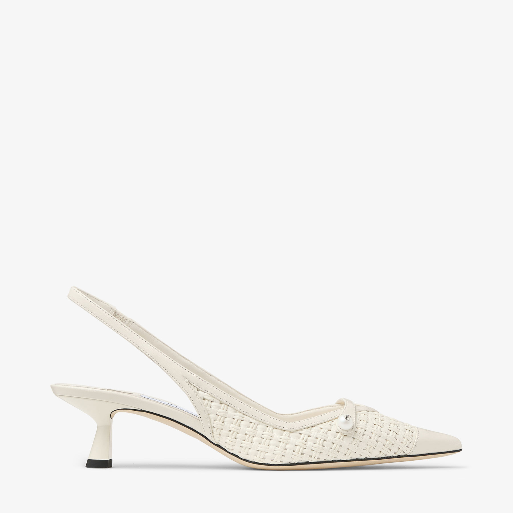 Amita 45 Latte Leather and Raffia Pumps