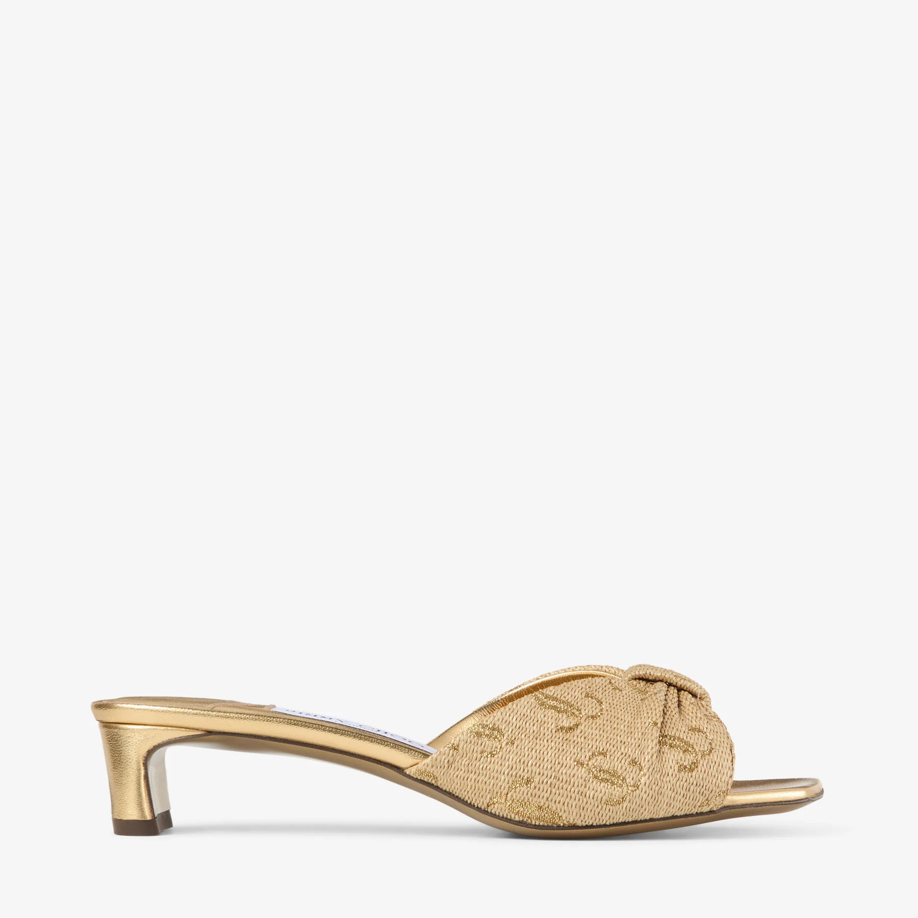 Annika Mule 35 Gold Raffia & Metallic Nappa Sandals