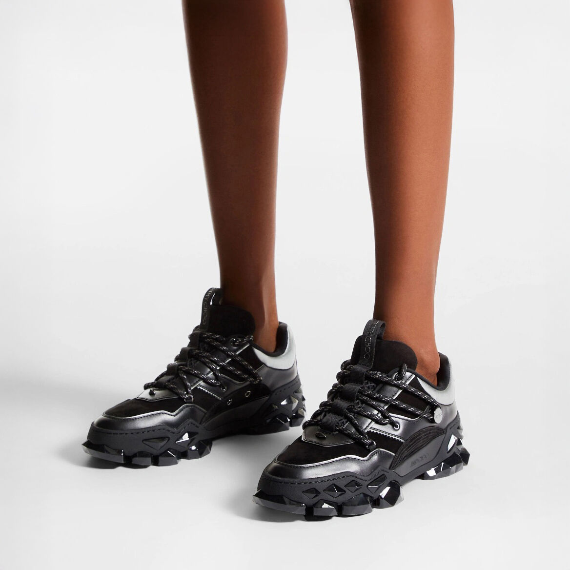 Diamond X II F Black Leather Trainers