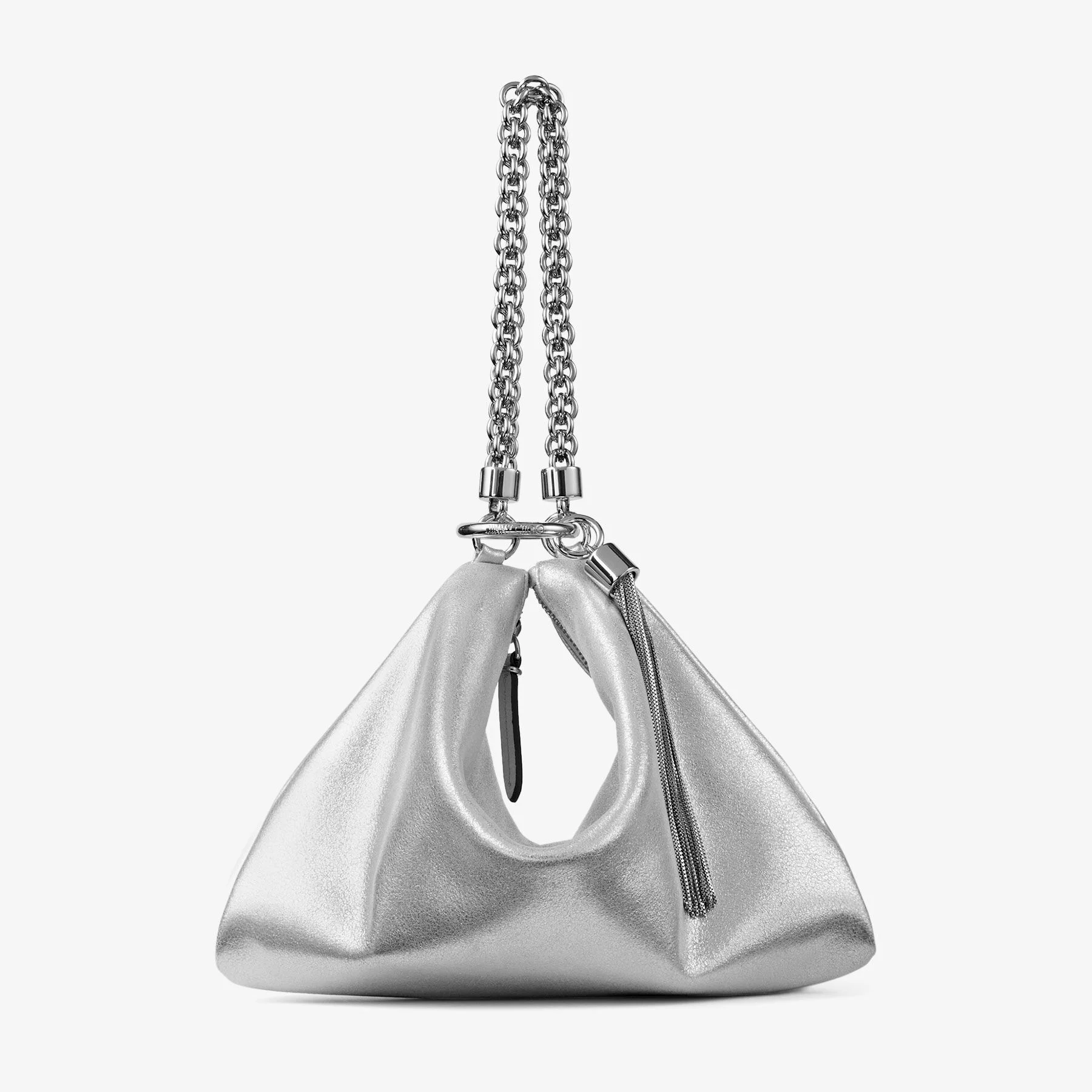 Callie Silver Metallic Leather Clutch Bag