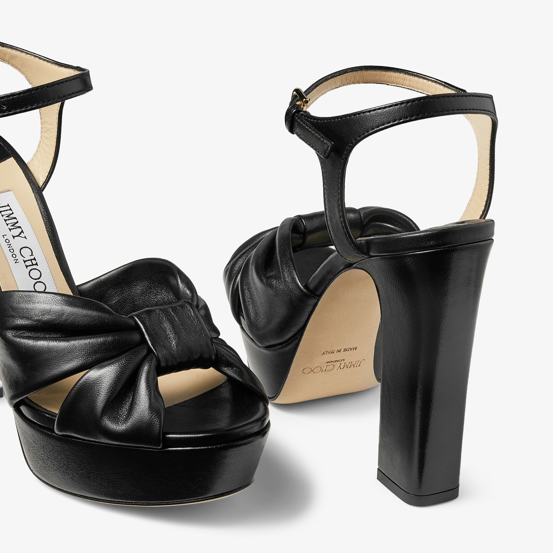 Heloise 120 Black Nappa Leather Platform Sandals