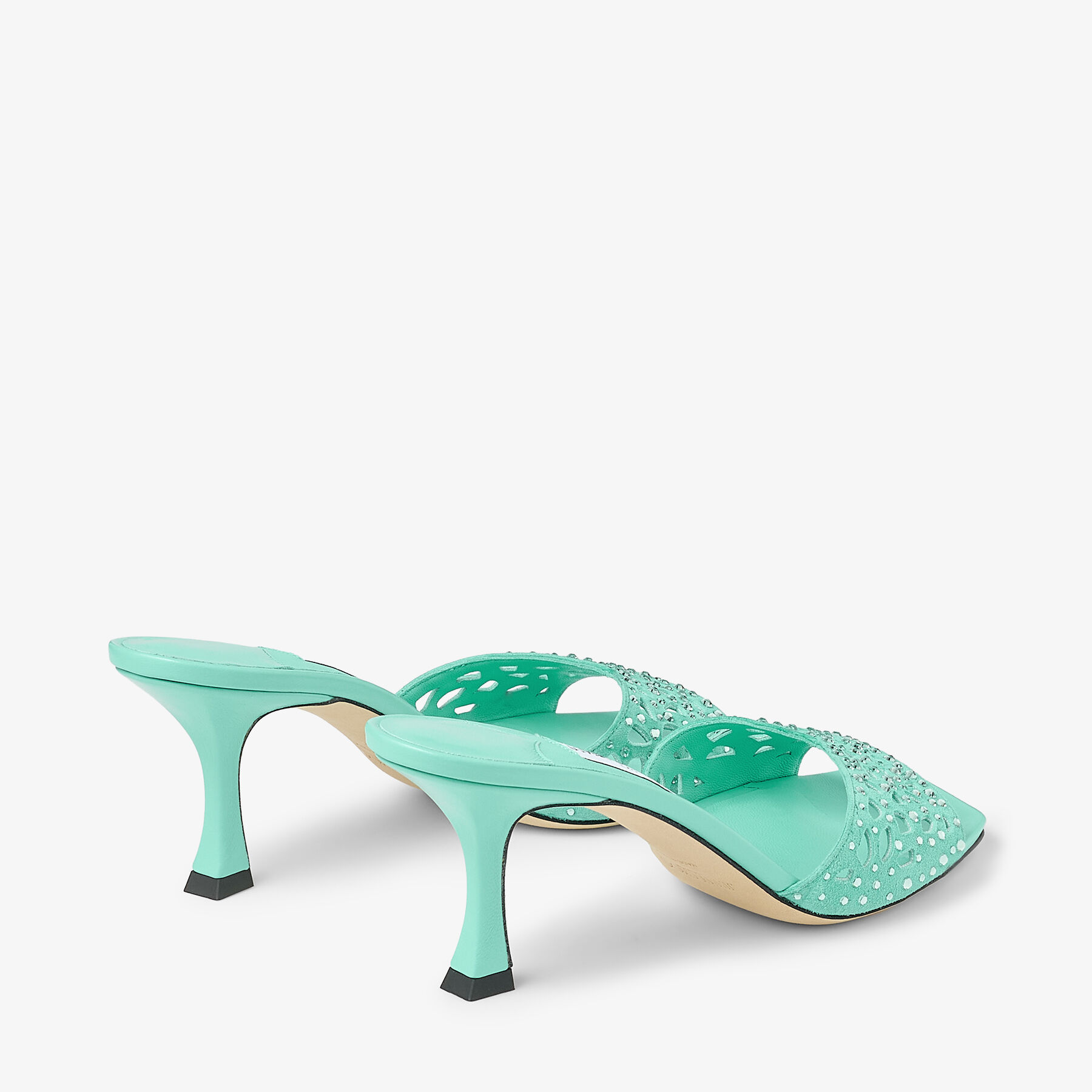 Skye 70 Aqua Green Suede Crystal Sandals