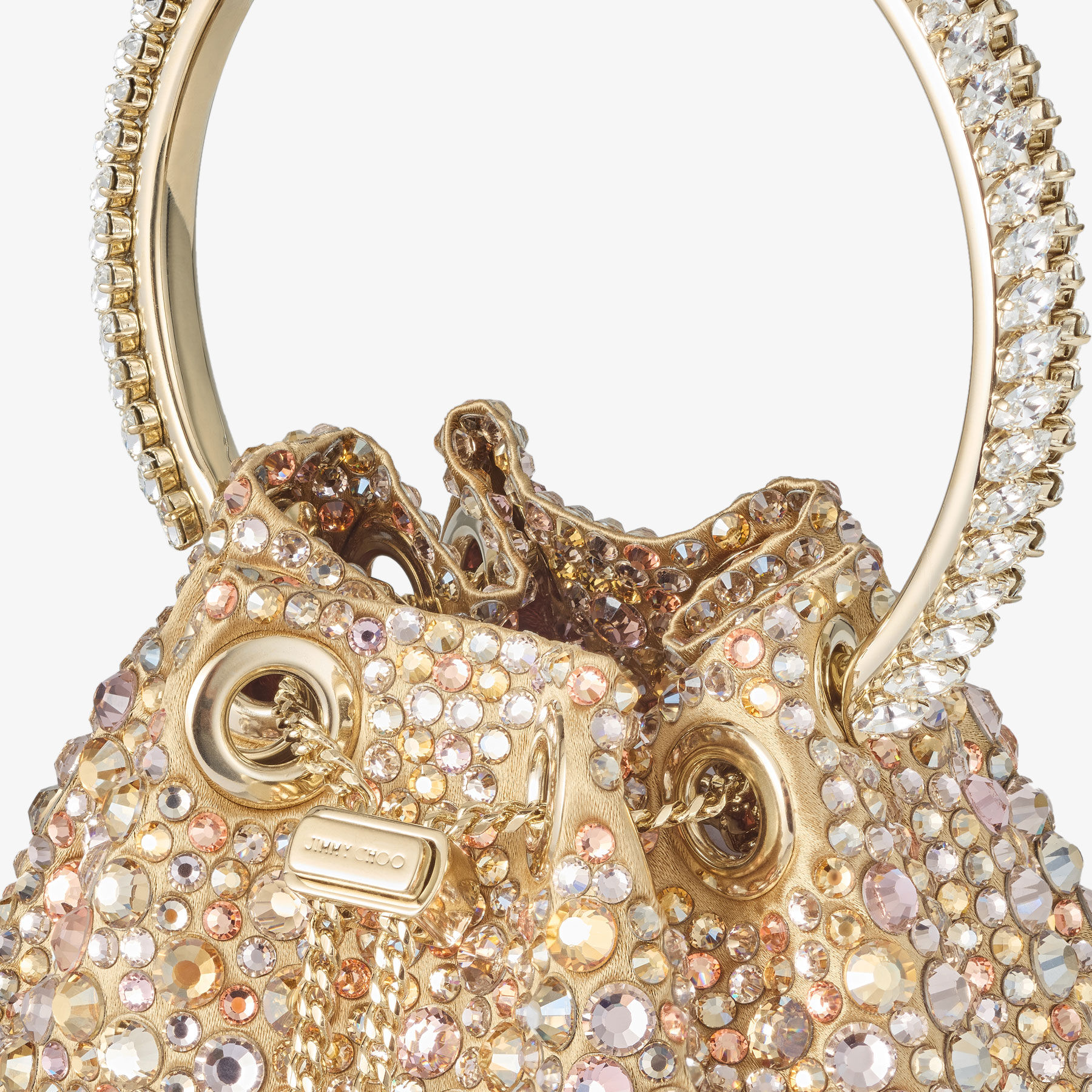 Micro Bon Bon Gold Satin Crystal Mini Bag