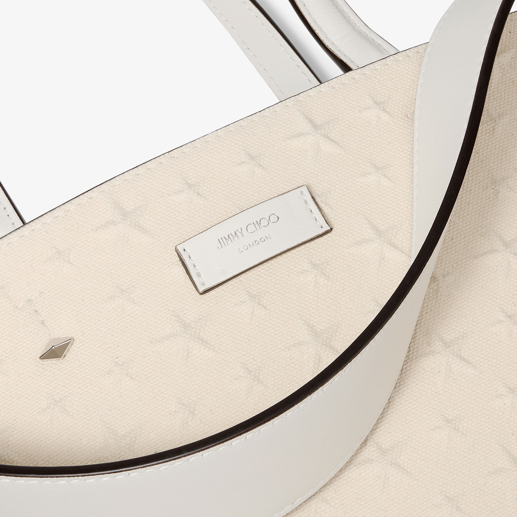 Lenny North-South M-M Natural Embossed Canvas Tote Bag