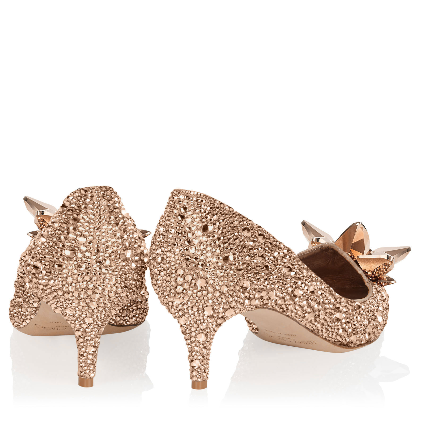 Allure Rose Gold Crystal Covered Pointy Toe Pumps