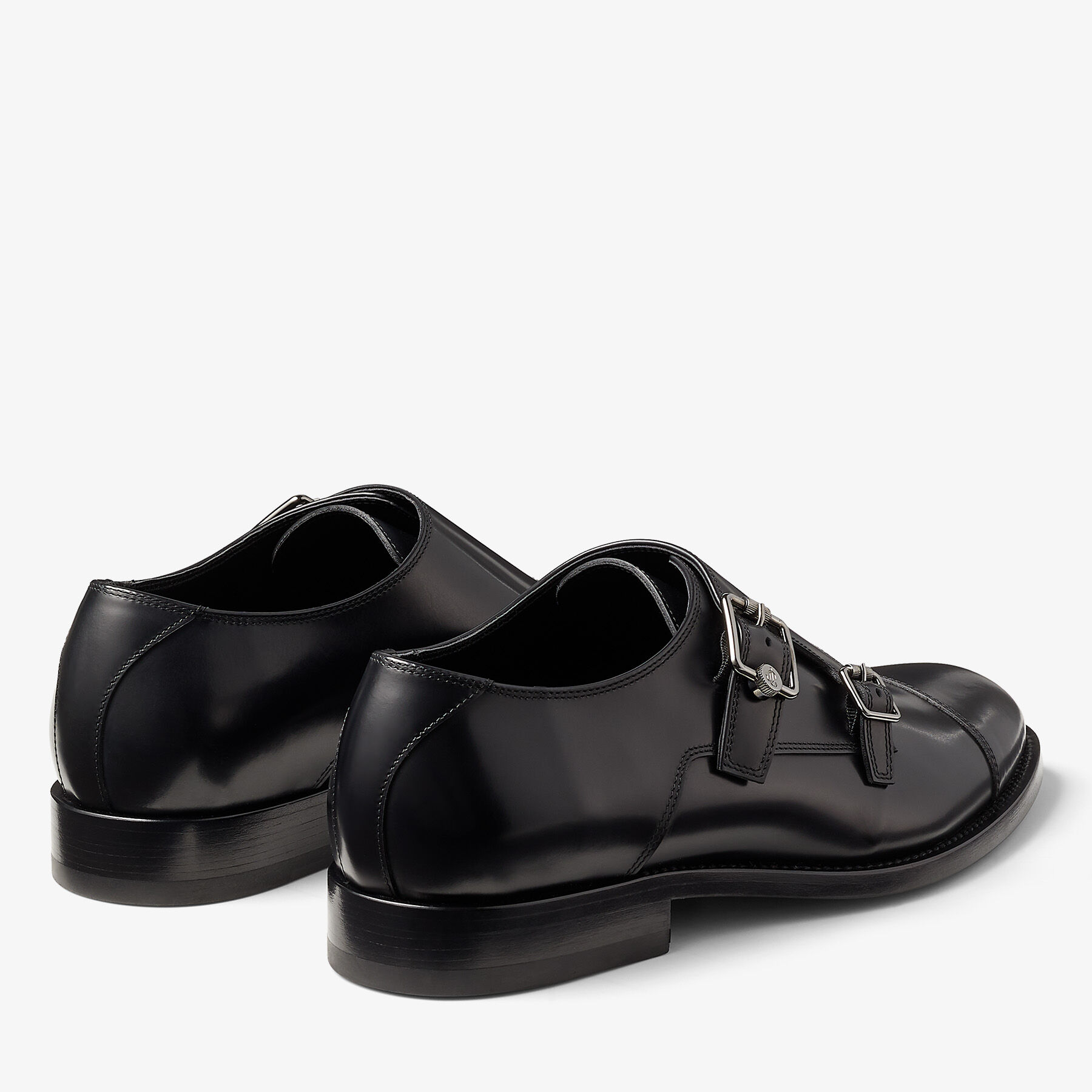 Finnion Monkstrap Black Brush Off Leather Monk Strap Shoes