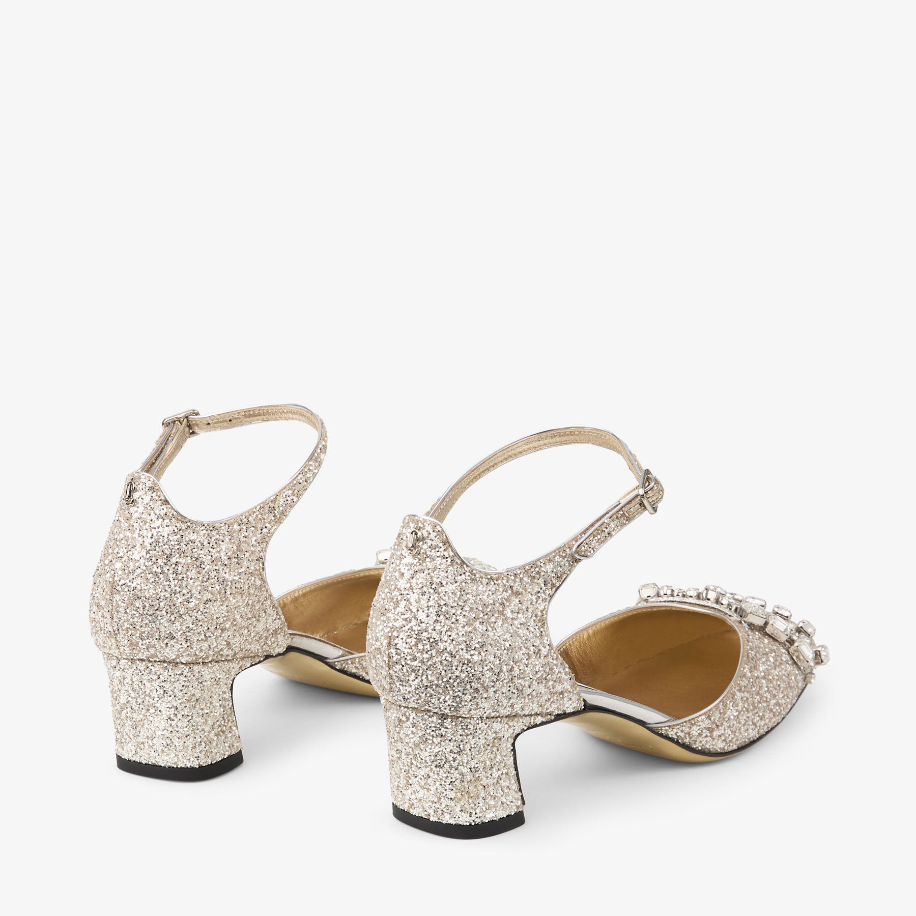 Verity Block Heel 45 Sand Glitter Fabric Pumps