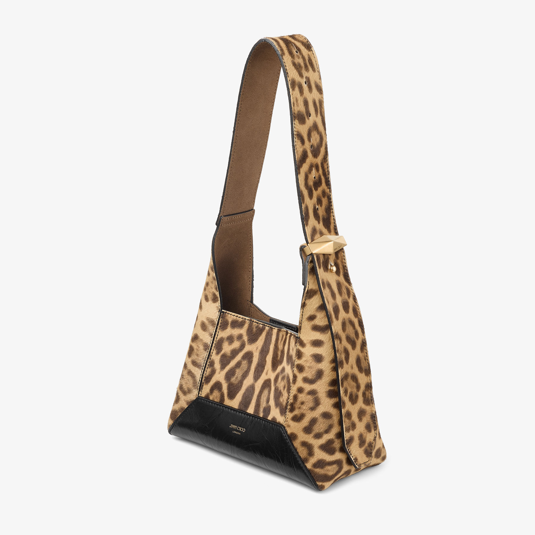 Diamond Hobo S Natural Leopard Print Pony Shoulder Bag