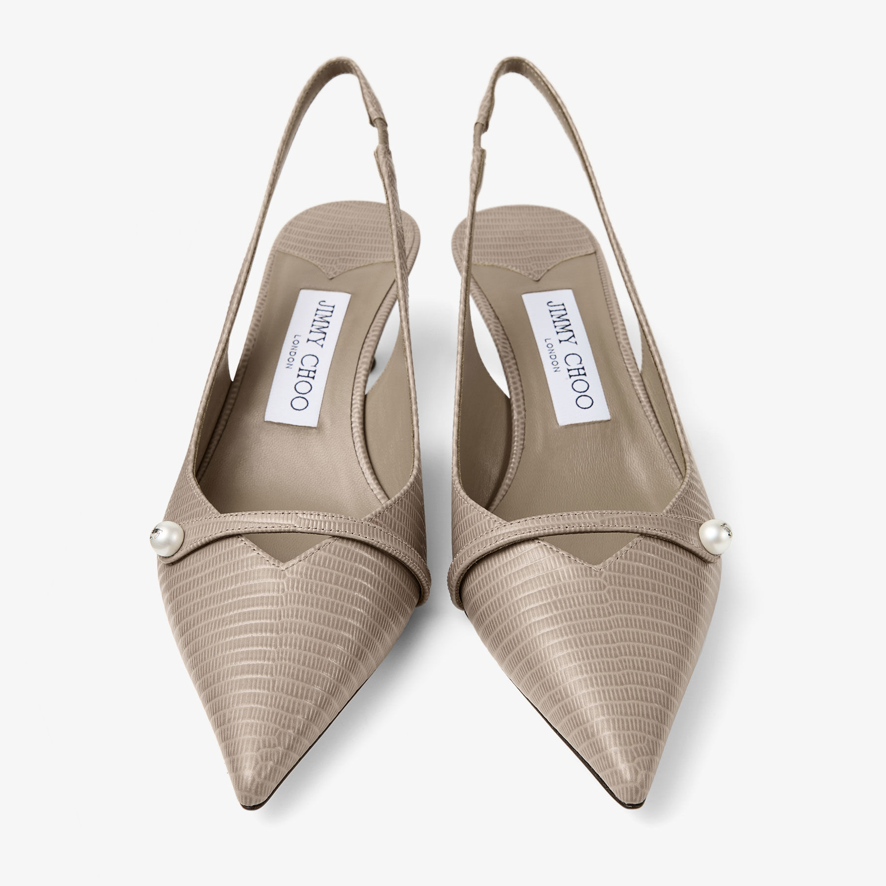 Amita 45 Taupe Lizard Printed Leather Pumps