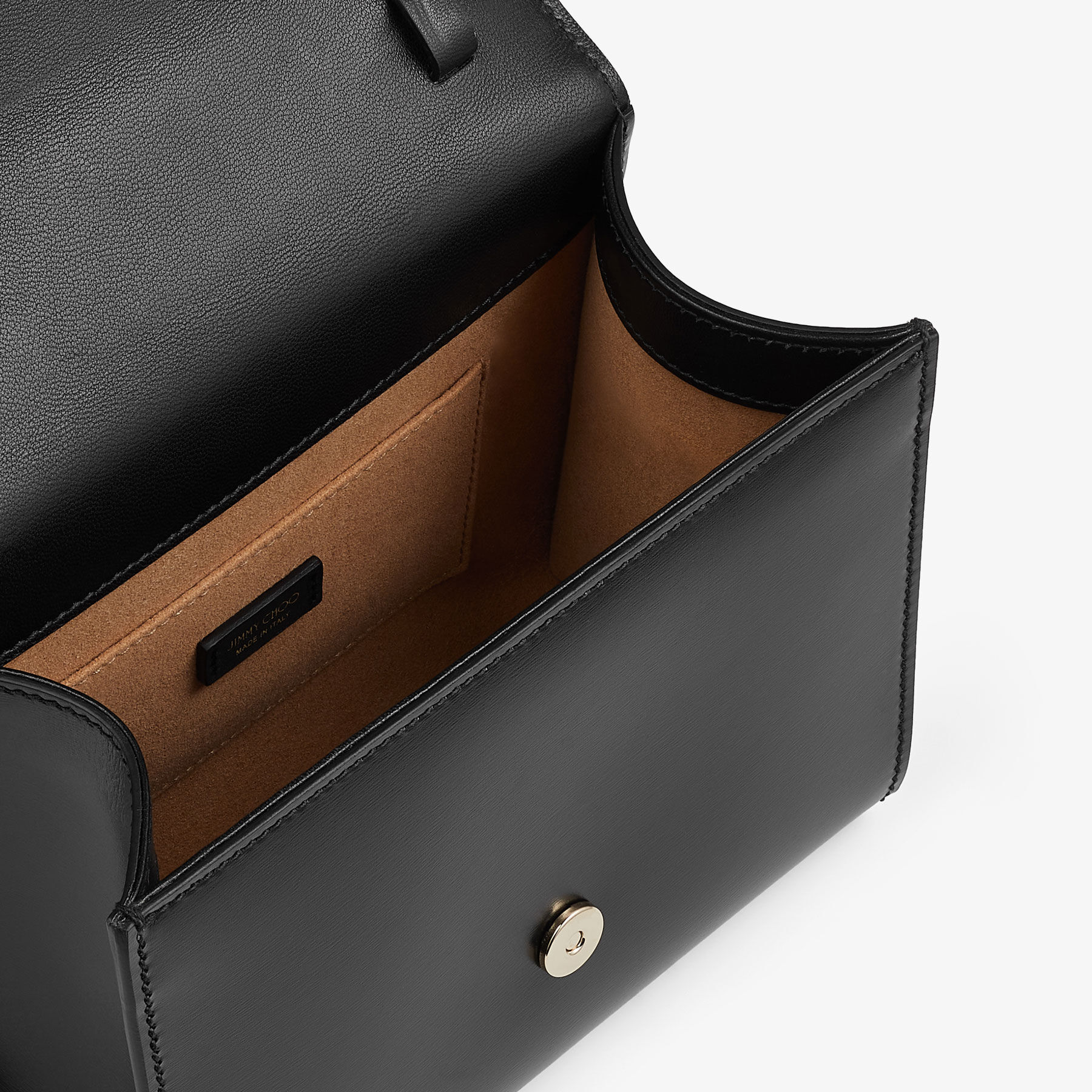 Avenue  Top Handle S Black Box Leather Top Handle Bag with Pearls