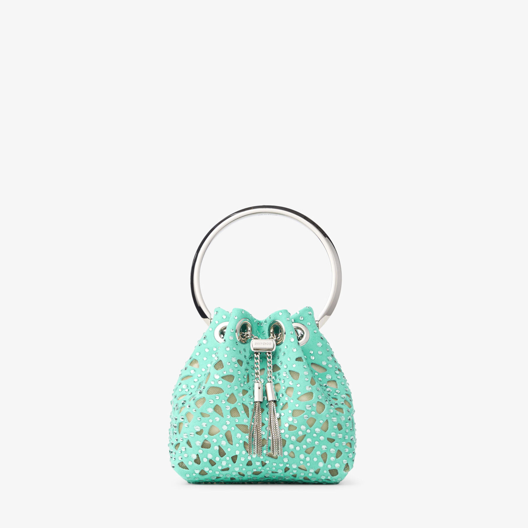 Micro Bon Bon Aqua Green Suede Crystal Mini Bag