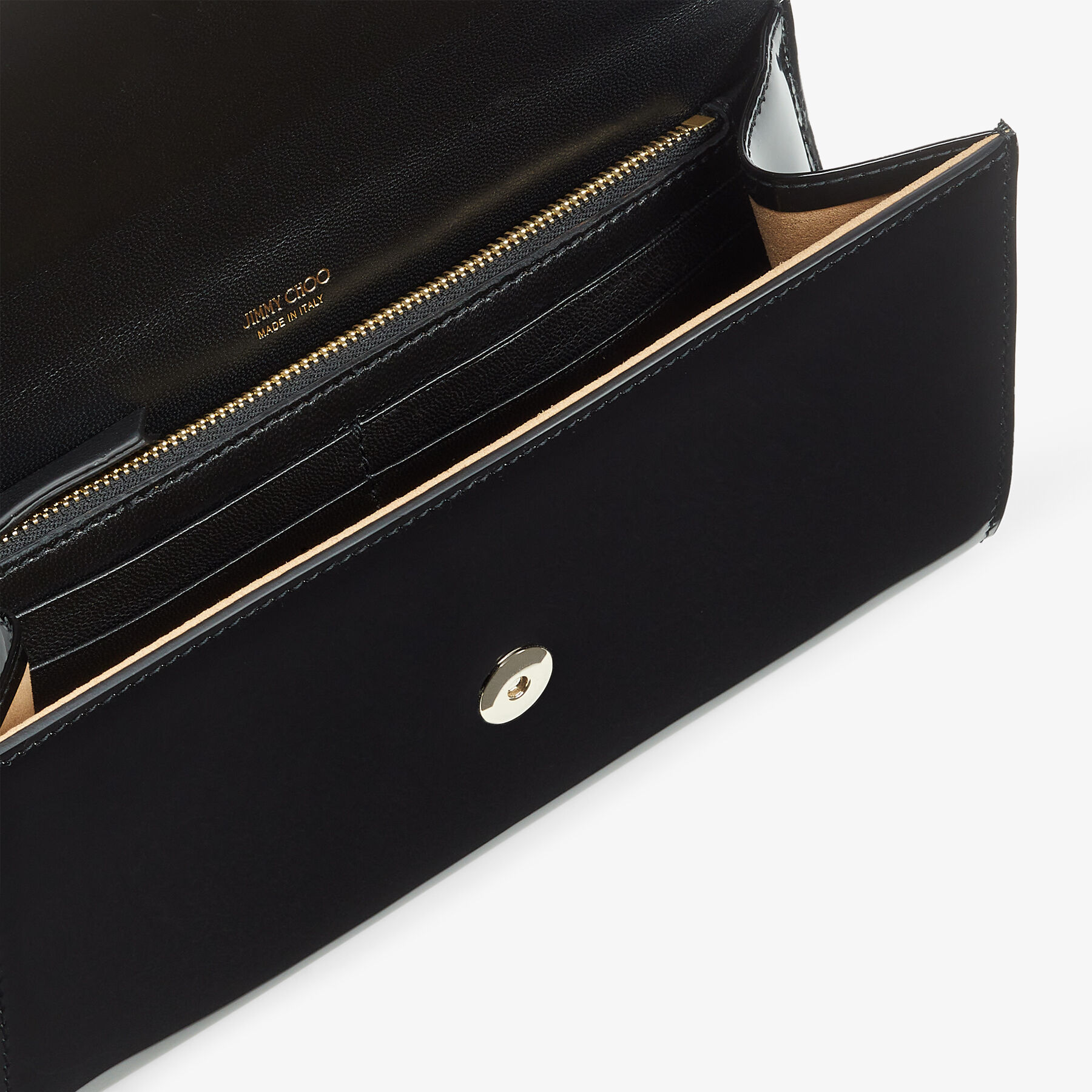 Emmie Black Patent Leather Clutch Bag