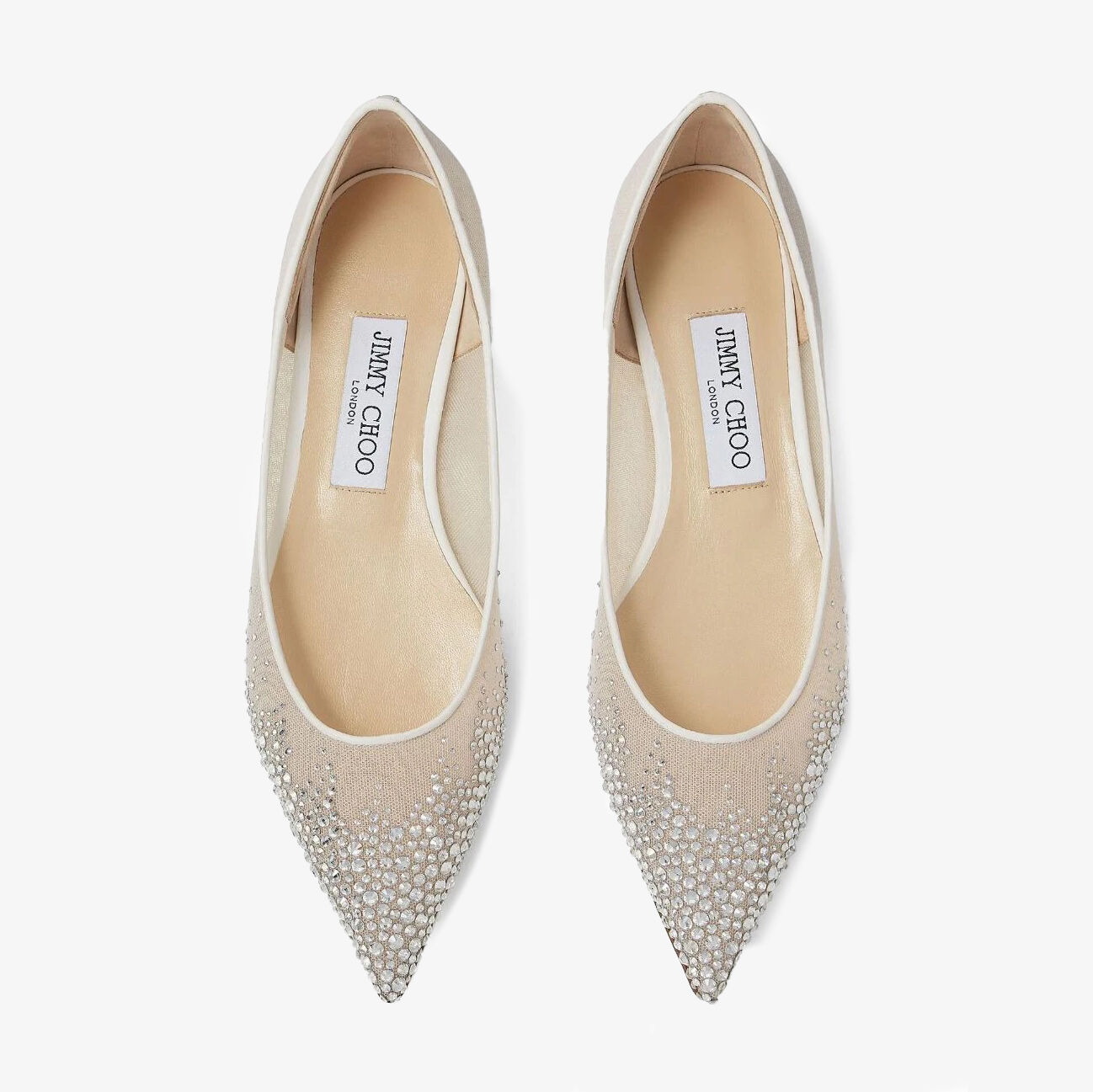 Love Flat White Degrade Crystal Mesh Flats