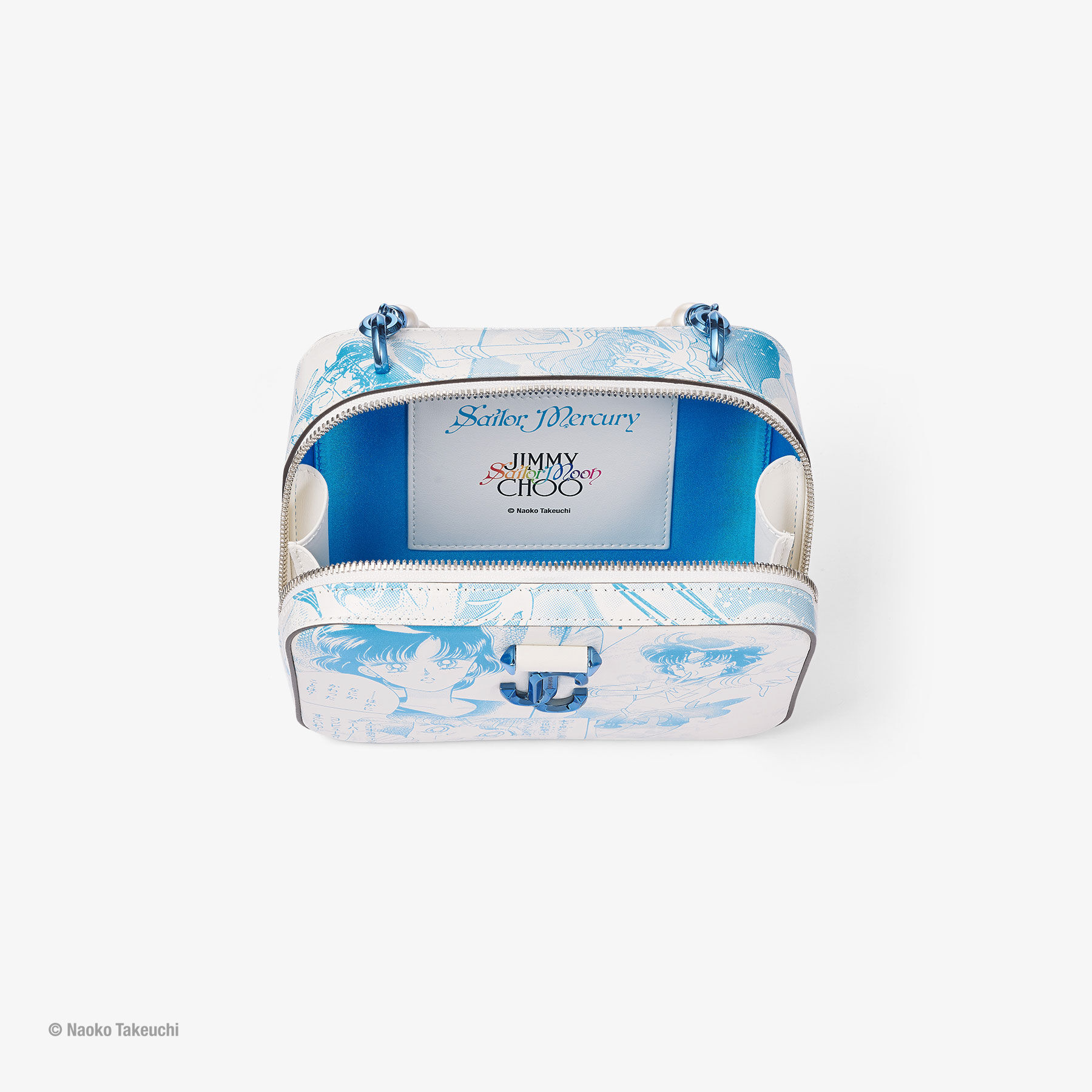 Sailor Mercury Avenue Vanity Bag Light Blue Manga Print Leather Handbag