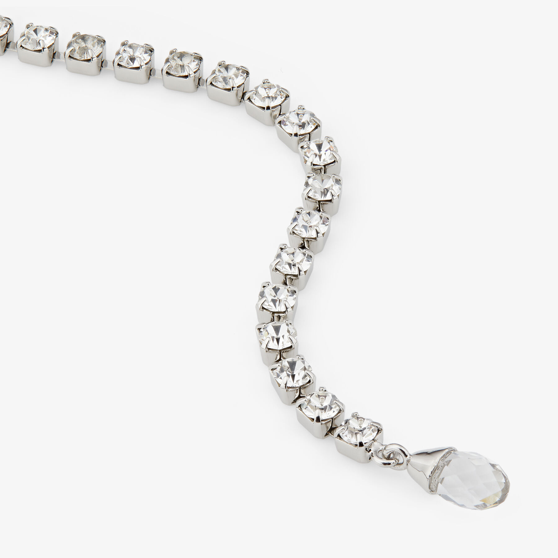 Saeda Necklace Silver-Finish Metal Chain Necklace with Crystal