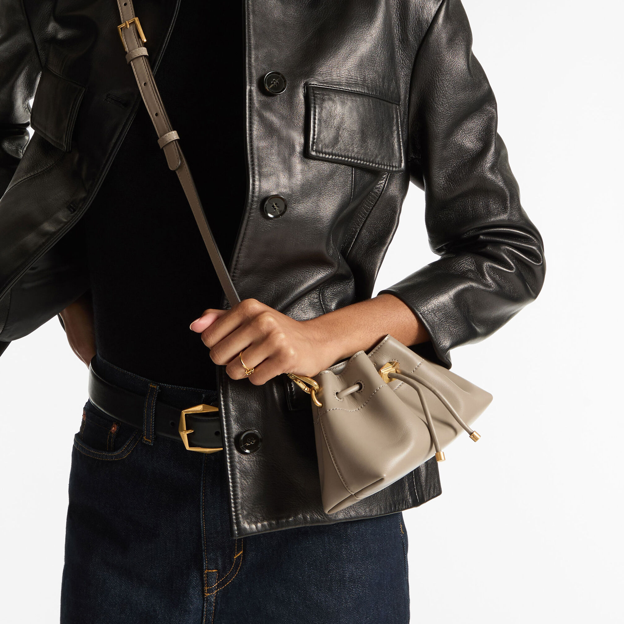 Cinch S Taupe Leather Handbag