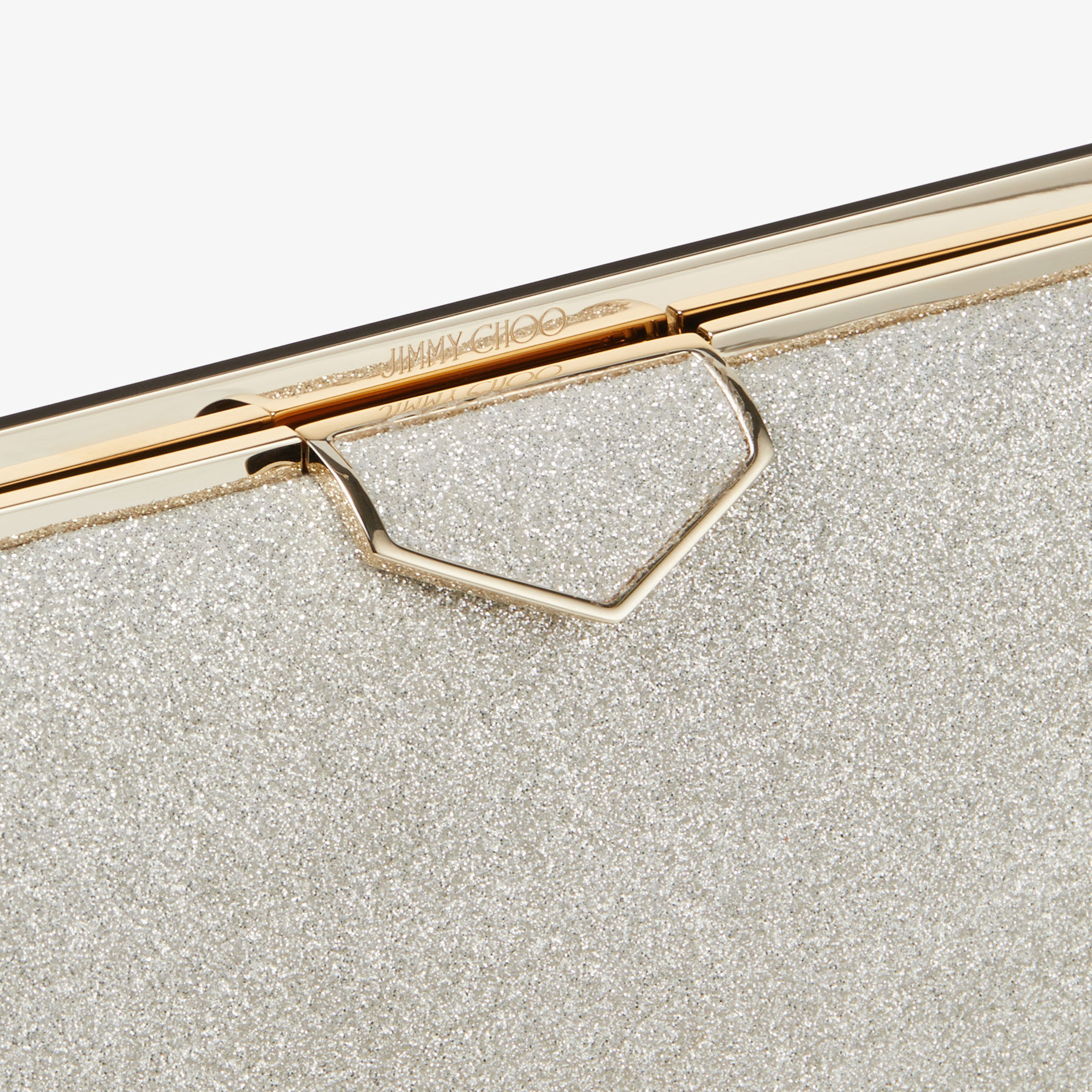 Ellipse Platinum Ice Dusty Glitter Clutch Bag
