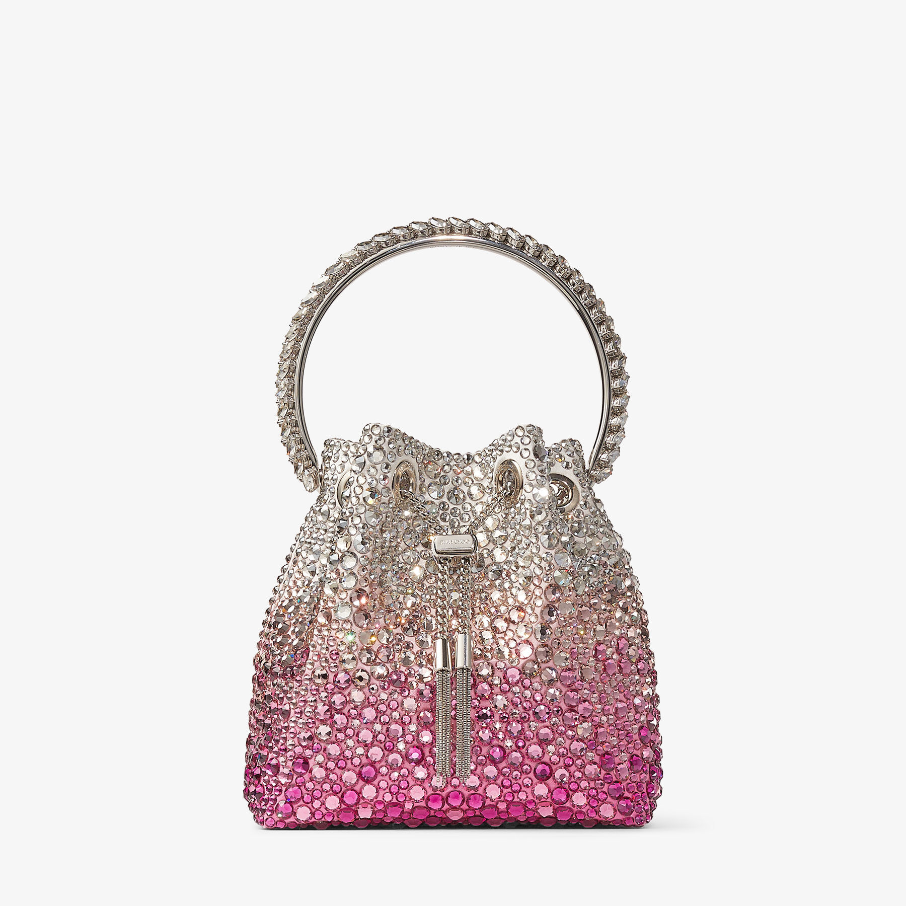 Bon Bon Candy Pink and Silver Satin Bag with Crystals