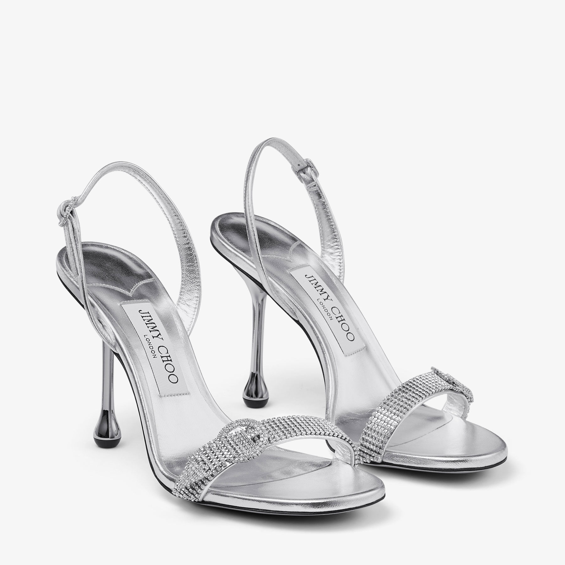 Tabatha 95 Silver Metallic Nappa Leather Sandals