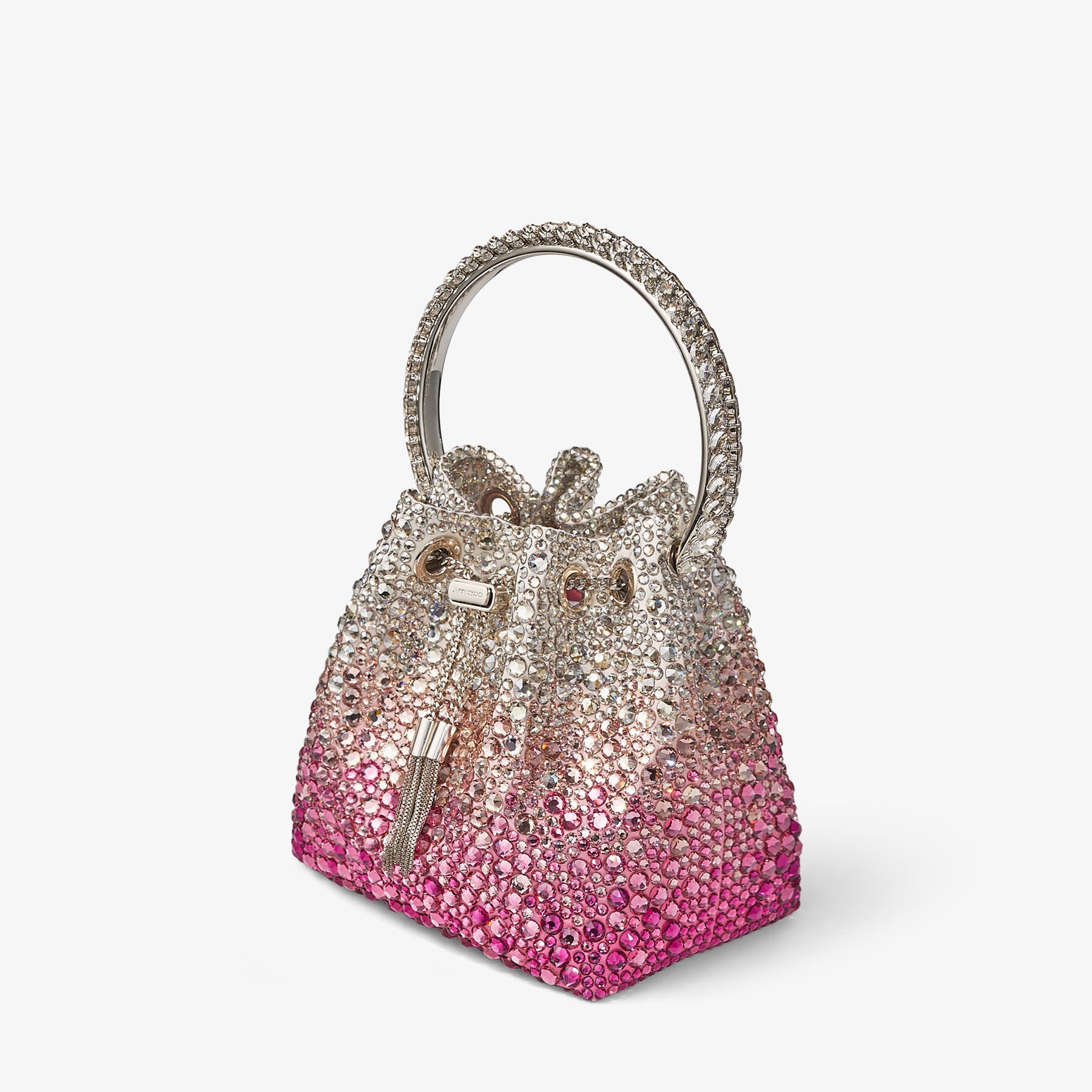 Bon Bon Candy Pink and Silver Satin Bag with Crystals