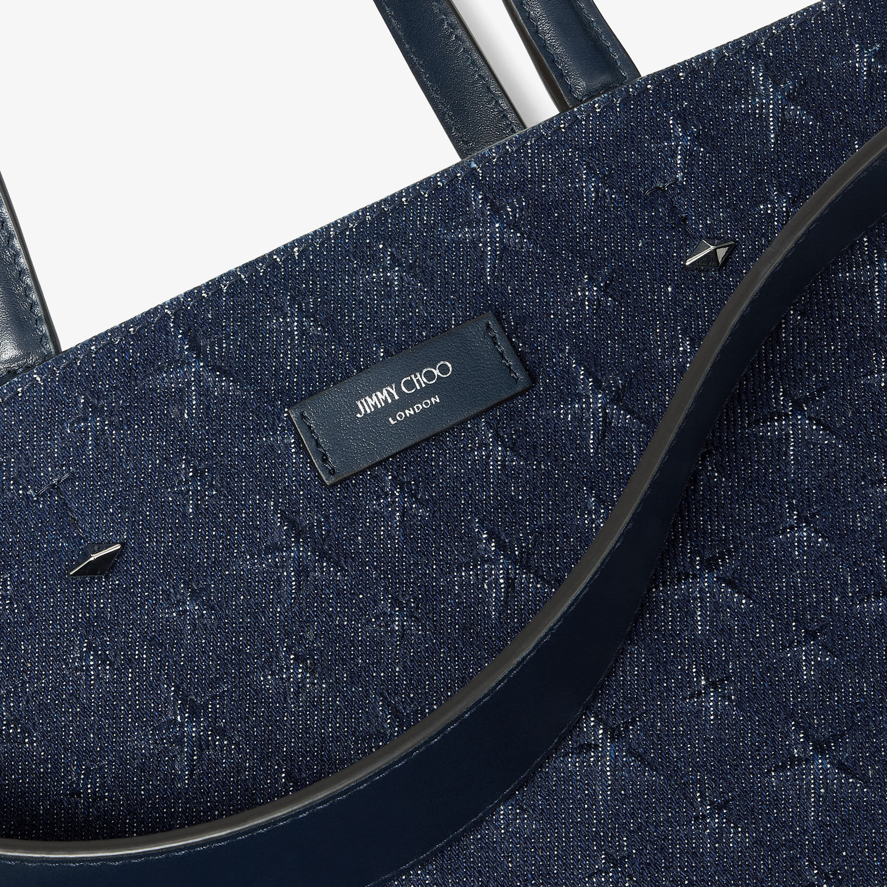 Lenny North-South M-M Dark Denim Embossed Tote Bag