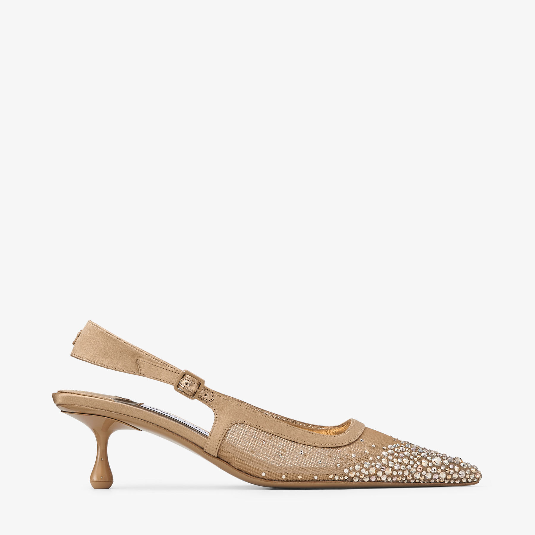 Amel 50 Bronze Crystal Mesh Satin Pumps
