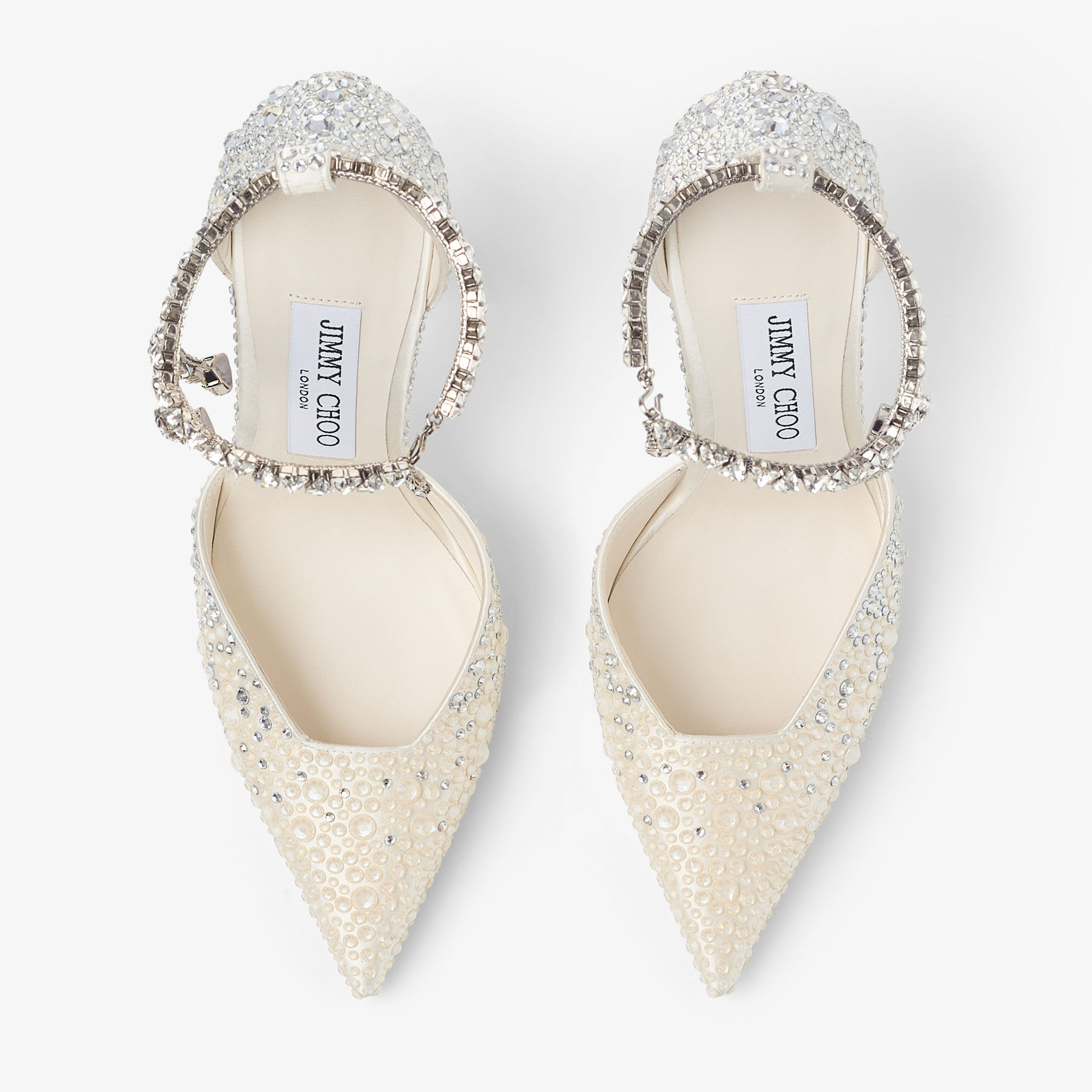 Stevie 100 Ivory Satin Crystal Pumps