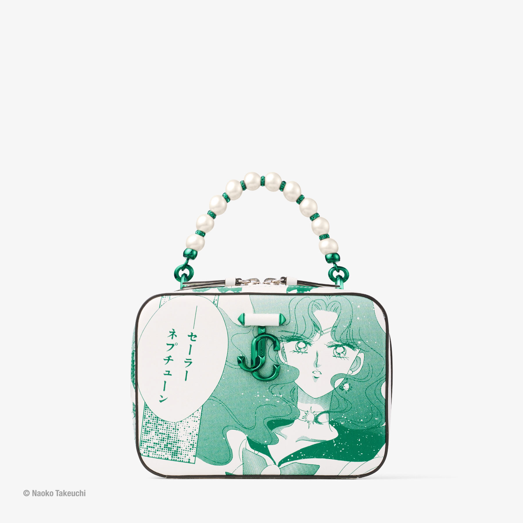 Sailor Neptune Avenue Vanity Bag Emerald Green Manga Print Leather Handbag