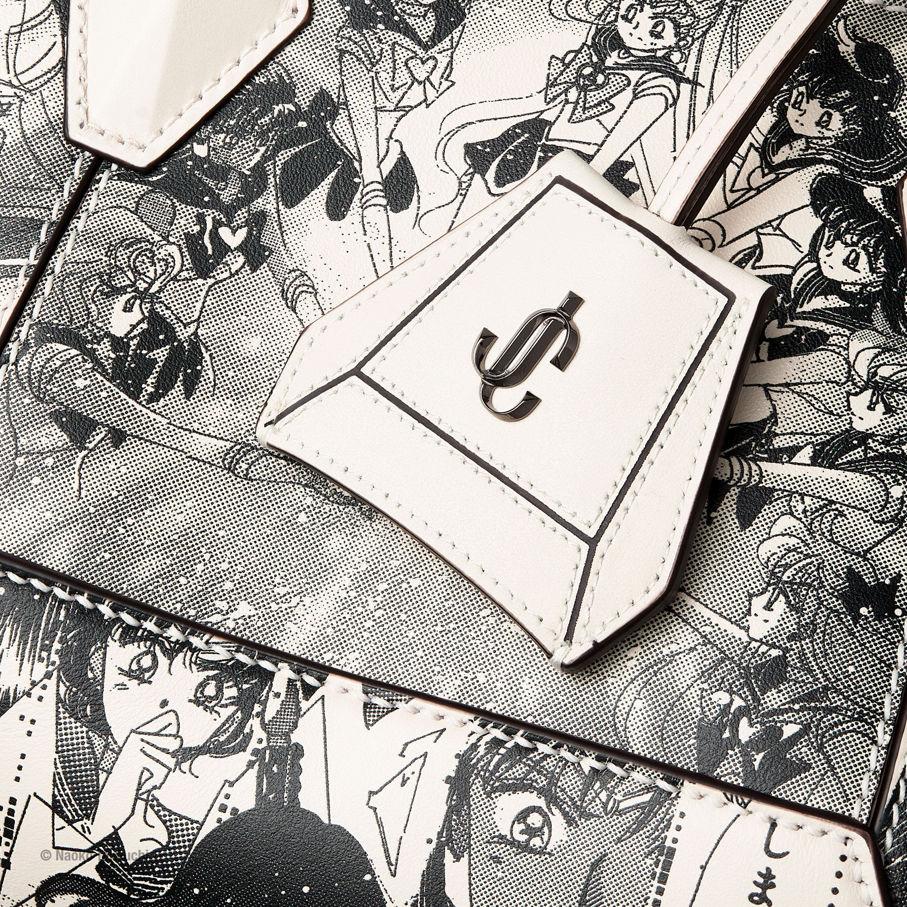 Sailor Guardians  Diamond Tote/S White Manga Print Leather Tote Bag