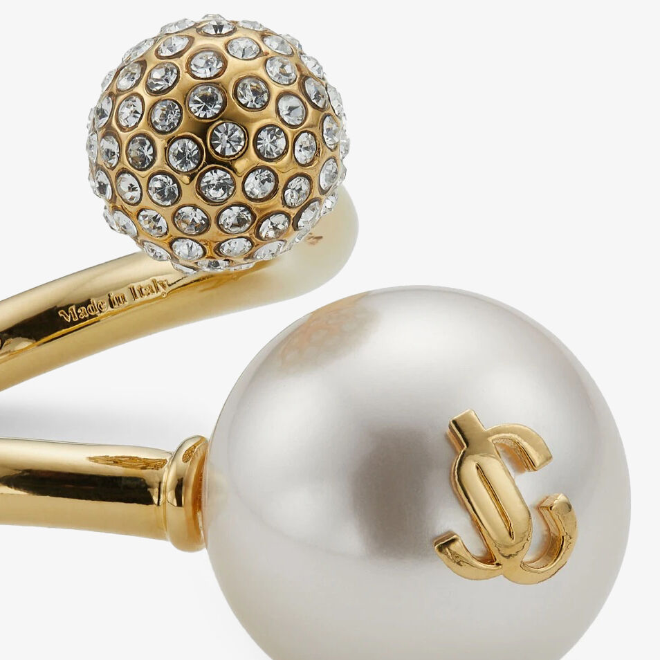 Auri Ring Gold-Finish Metal Pearl and Crystal Ring