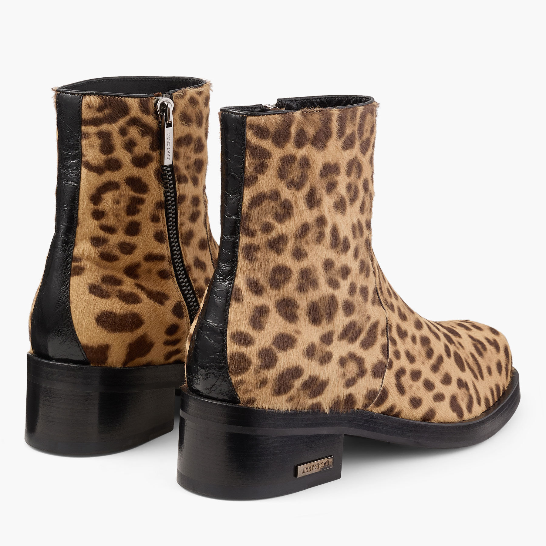Elias Zip Boot Natural Leopard Print Pony Zip Boots