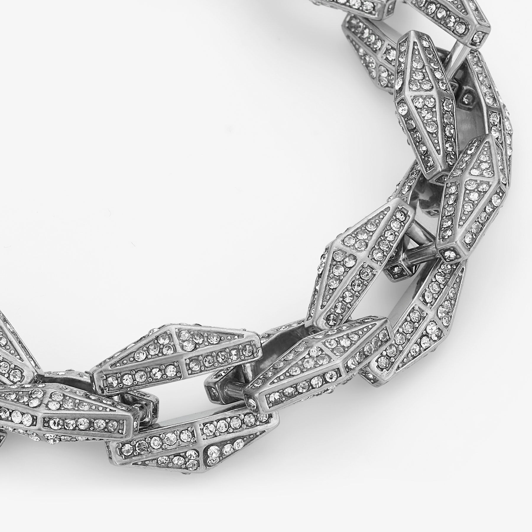 Diamond Chain Bracelet Silver-Finish Chain Bracelet with Pave Crystals
