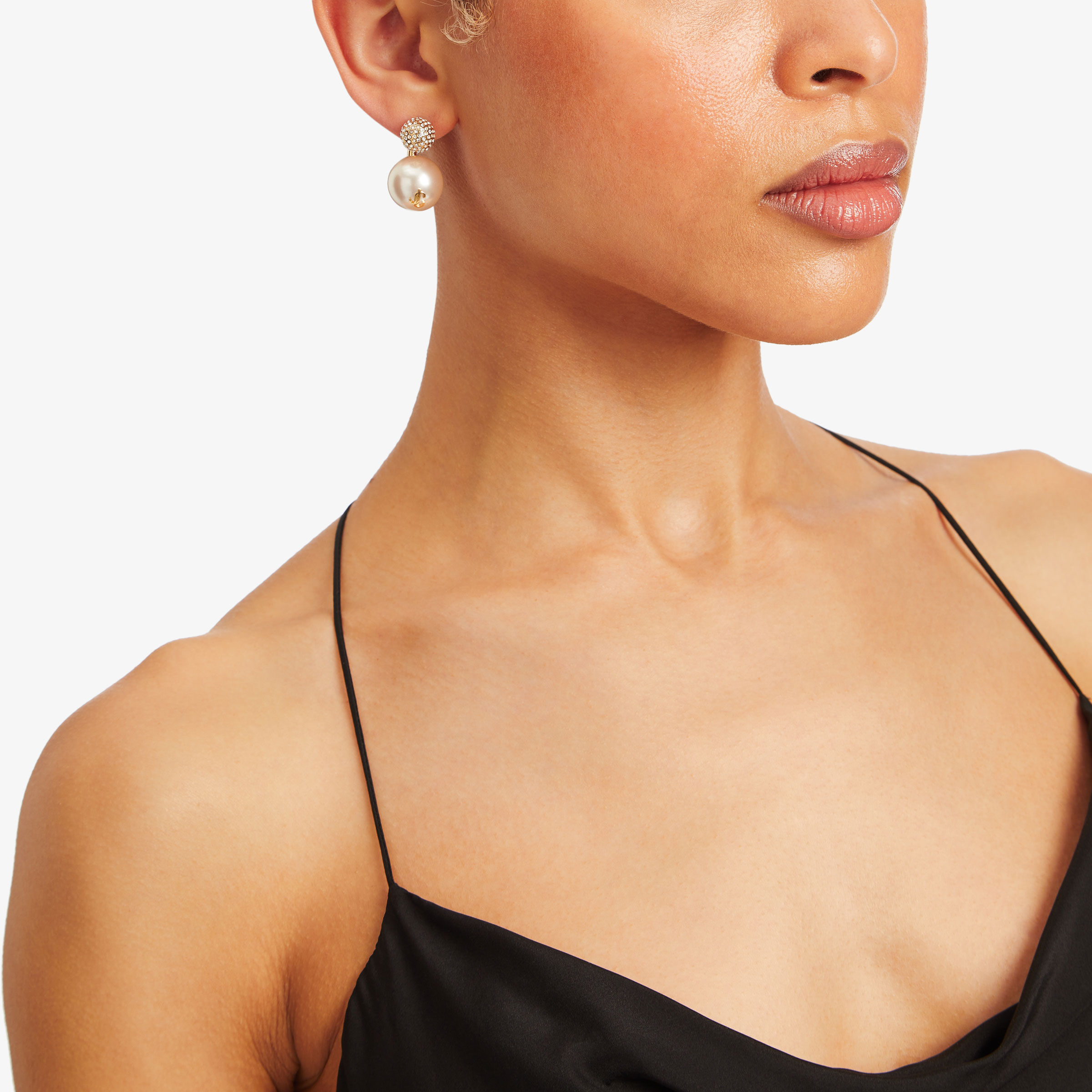 Auri Earring Gold-Finish Metal Pearl and Crystal Earrings