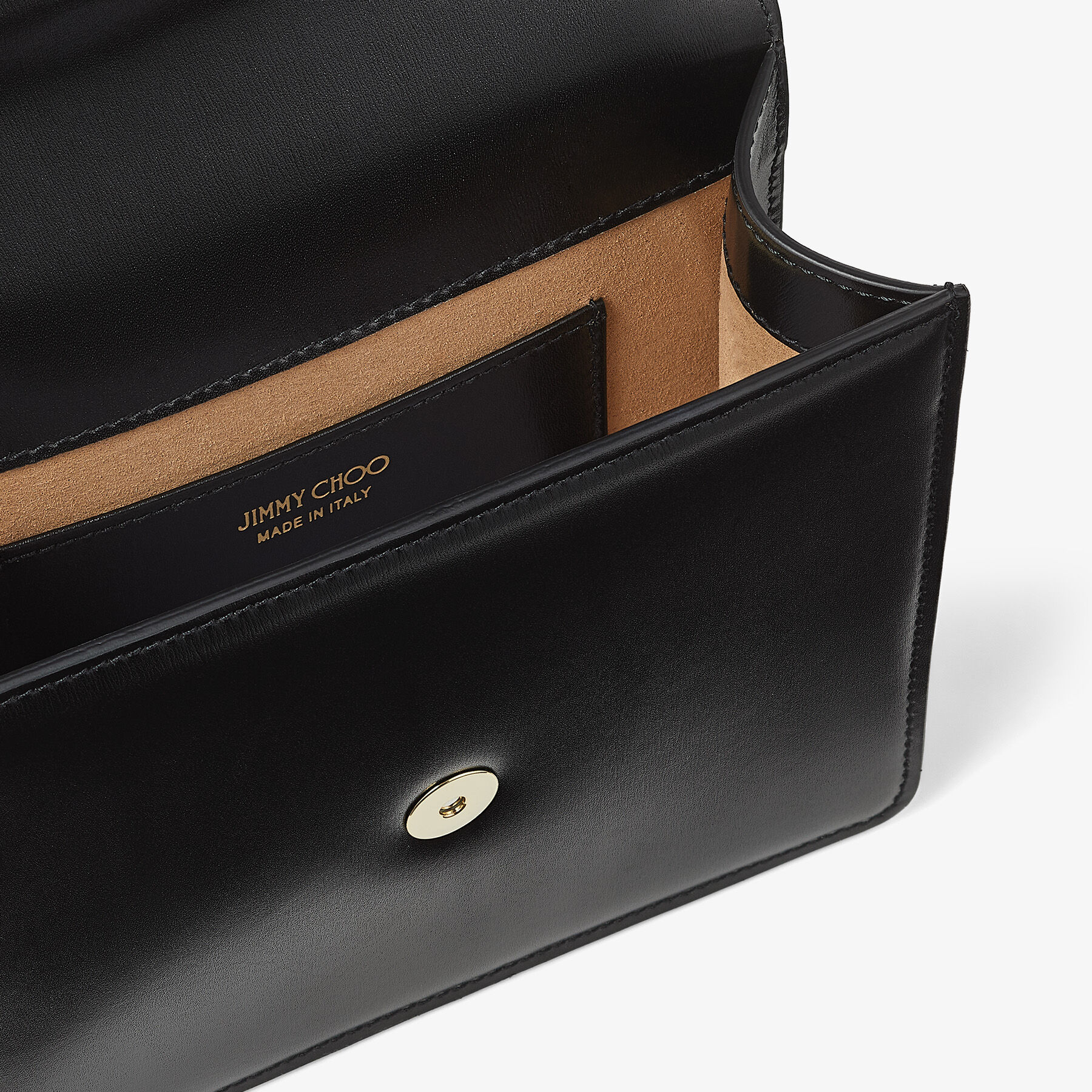 Avenue Quad XS Black Leather Shoulder Bag with Pearl Strap