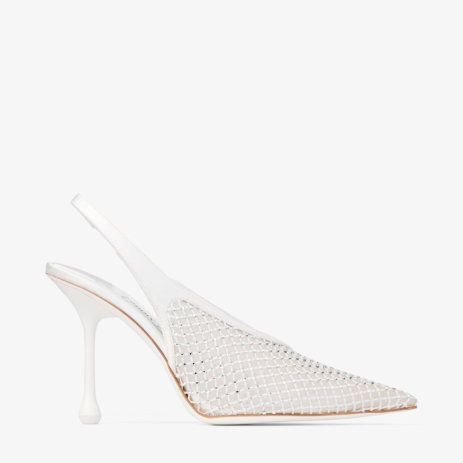 Isa 95 White Crystal Mesh Satin Pumps