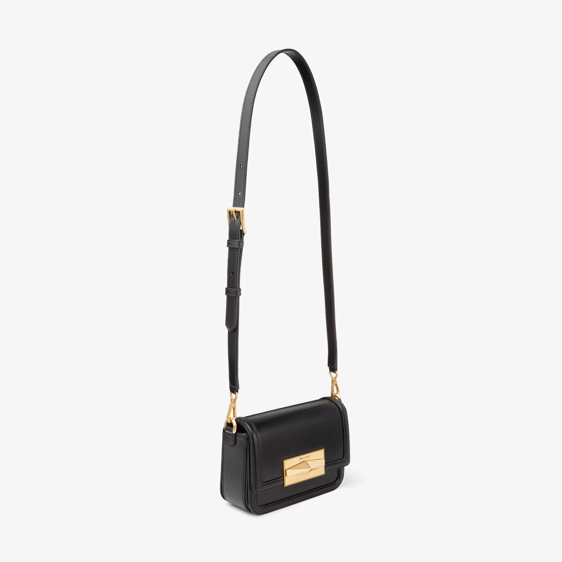 Diamond Crossbody Black Box Calf Leather Crossbody Bag