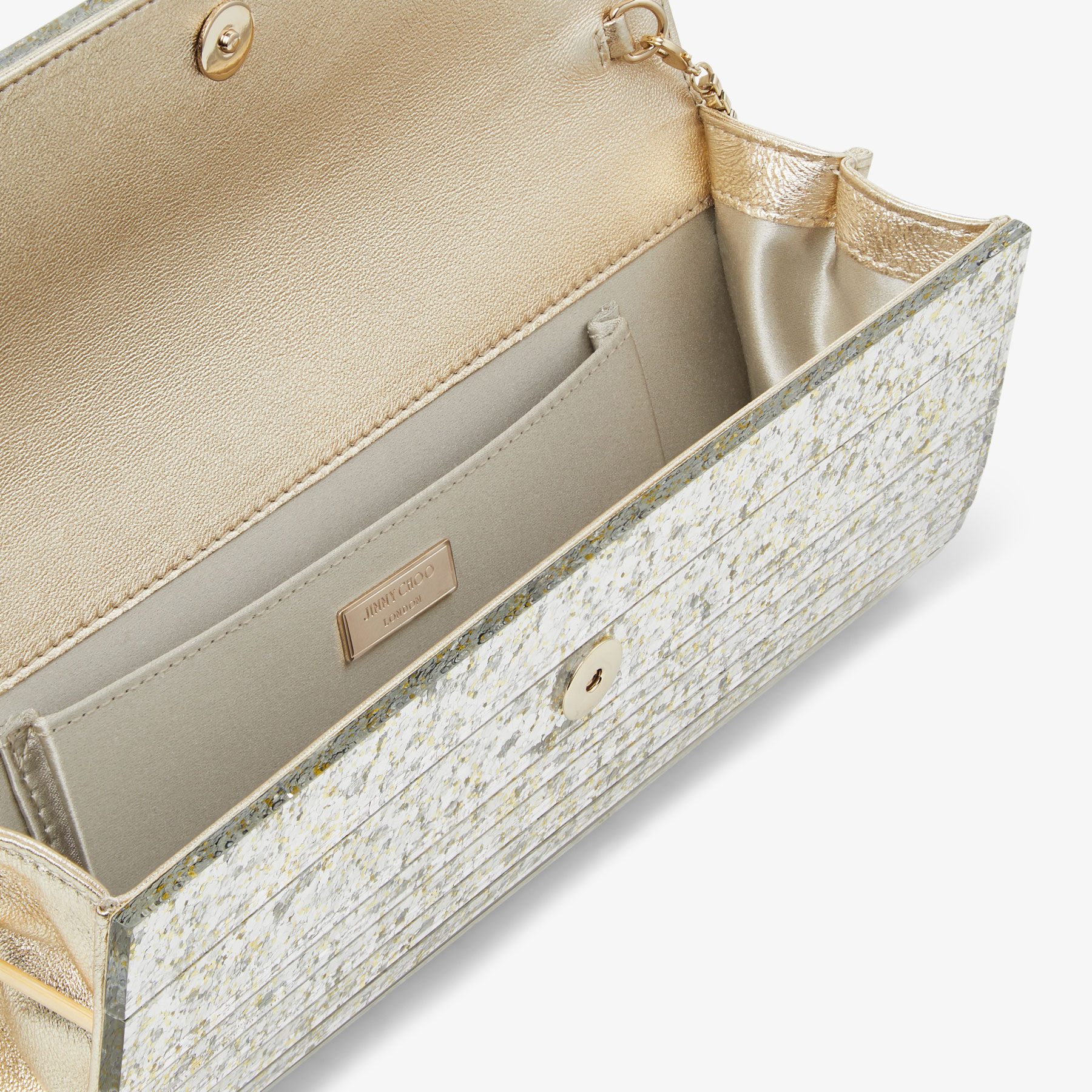 Sweetie Champagne Coarse Glitter Acrylic Clutch Bag