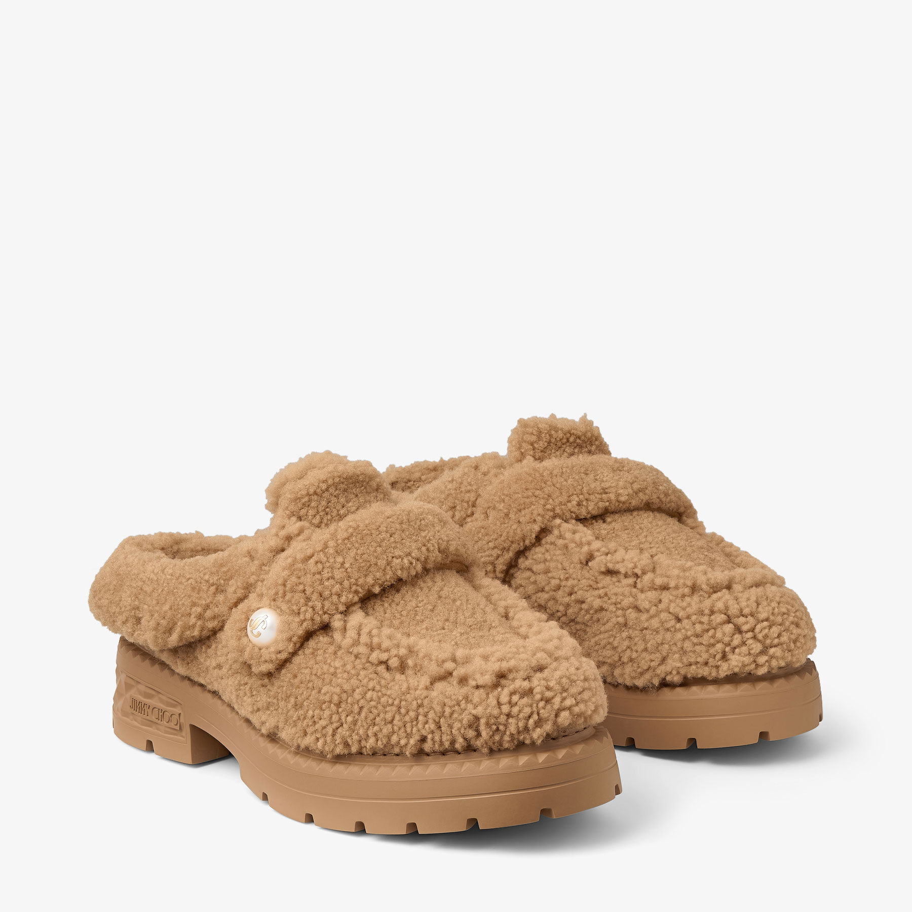 Shea Mule Flat Rattan Curly Shearling Flats