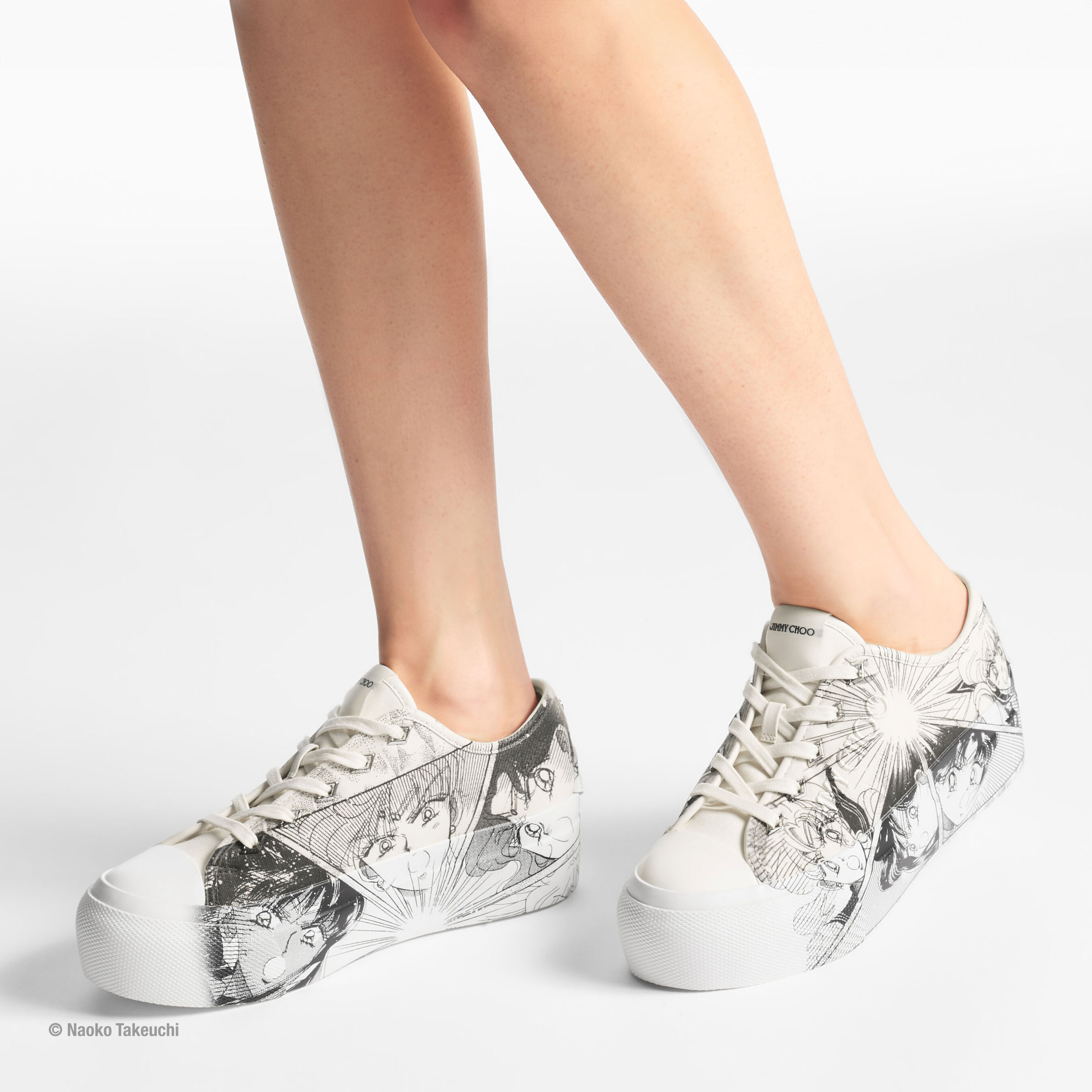 Sailor Guardians Palma Maxi/F Latte Manga Print Canvas Trainers