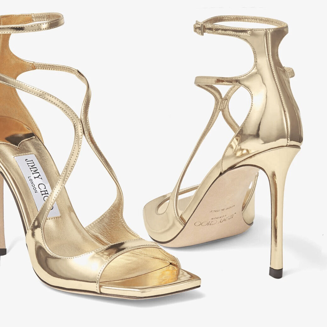 Azia 110 Gold Liquid Metal Leather Sandals