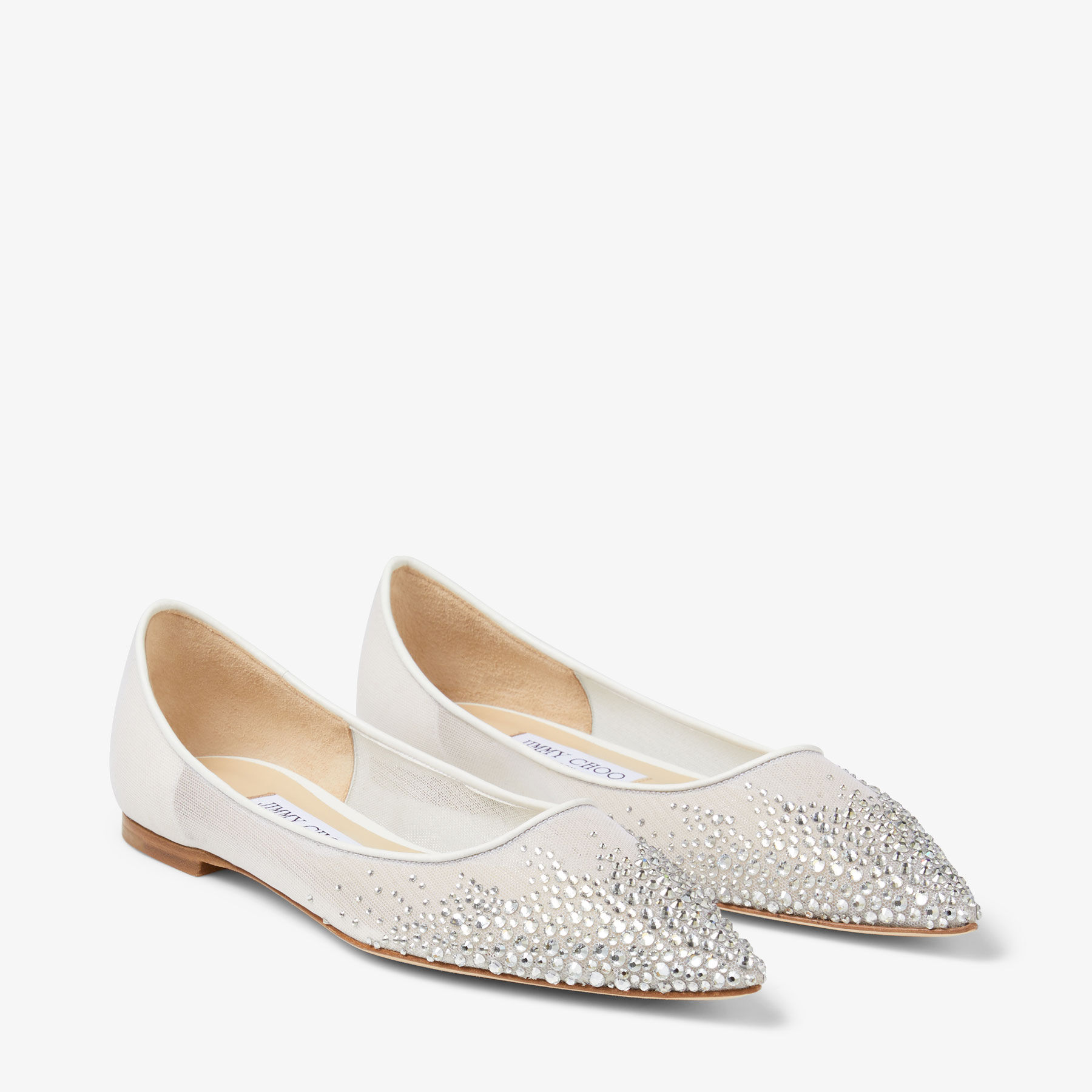 Love Flat White Degrade Crystal Mesh Flats