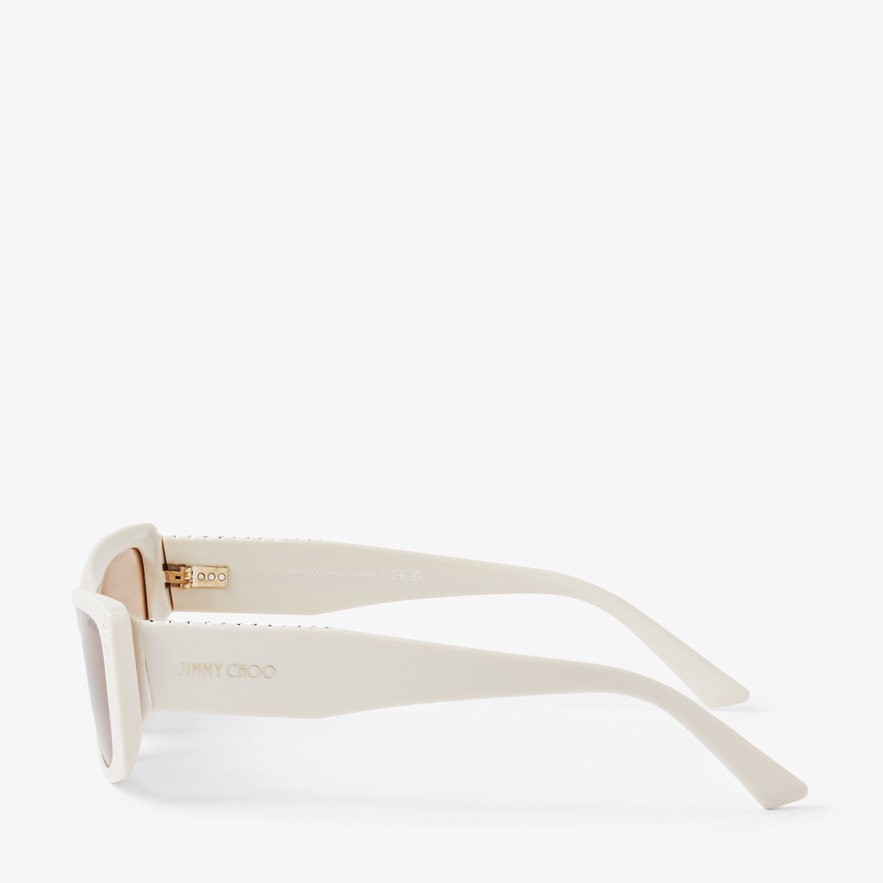 Lexy White Rectangular Sunglasses with Crystals