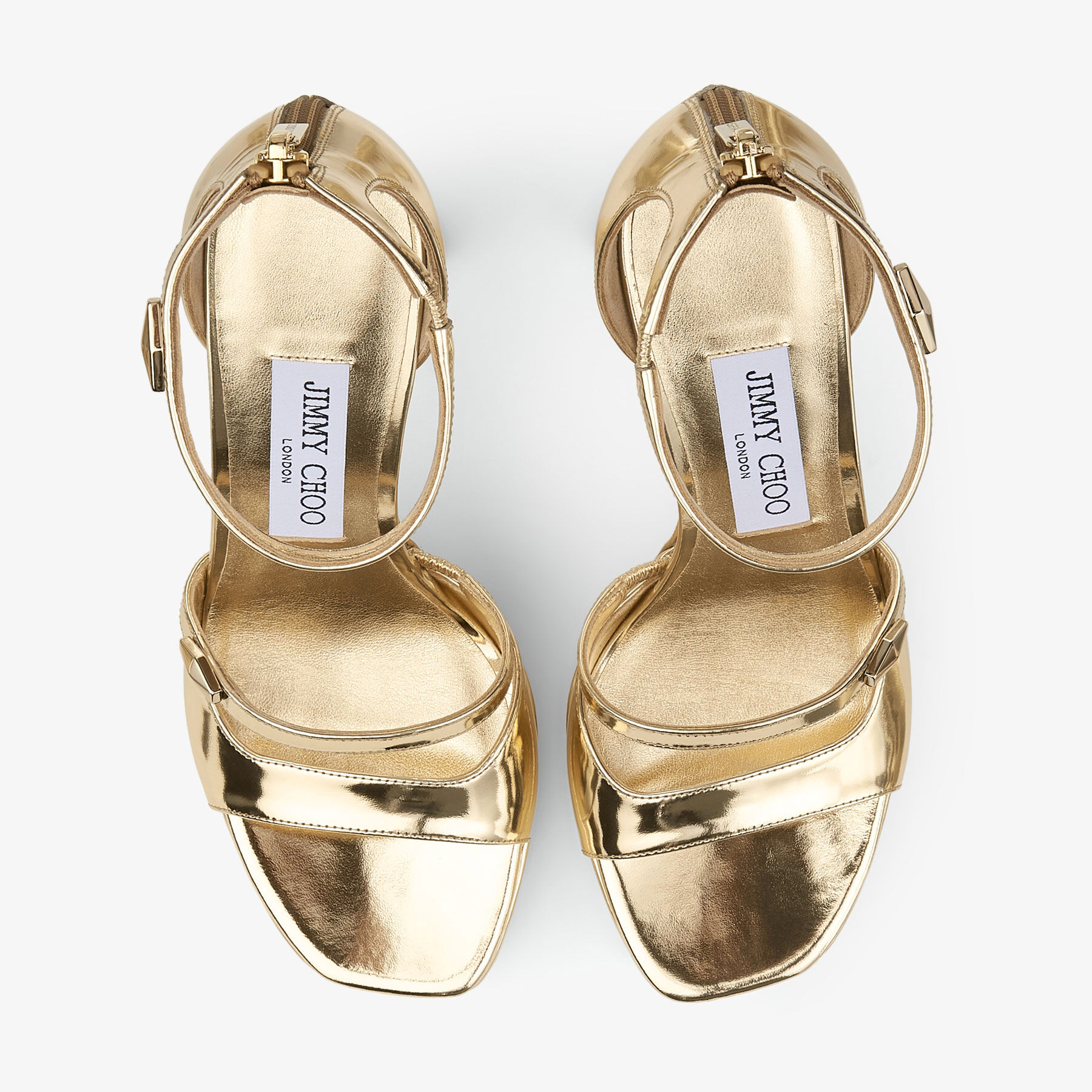 Claressa Platform 125 Gold Liquid Metal Leather Platform Sandals