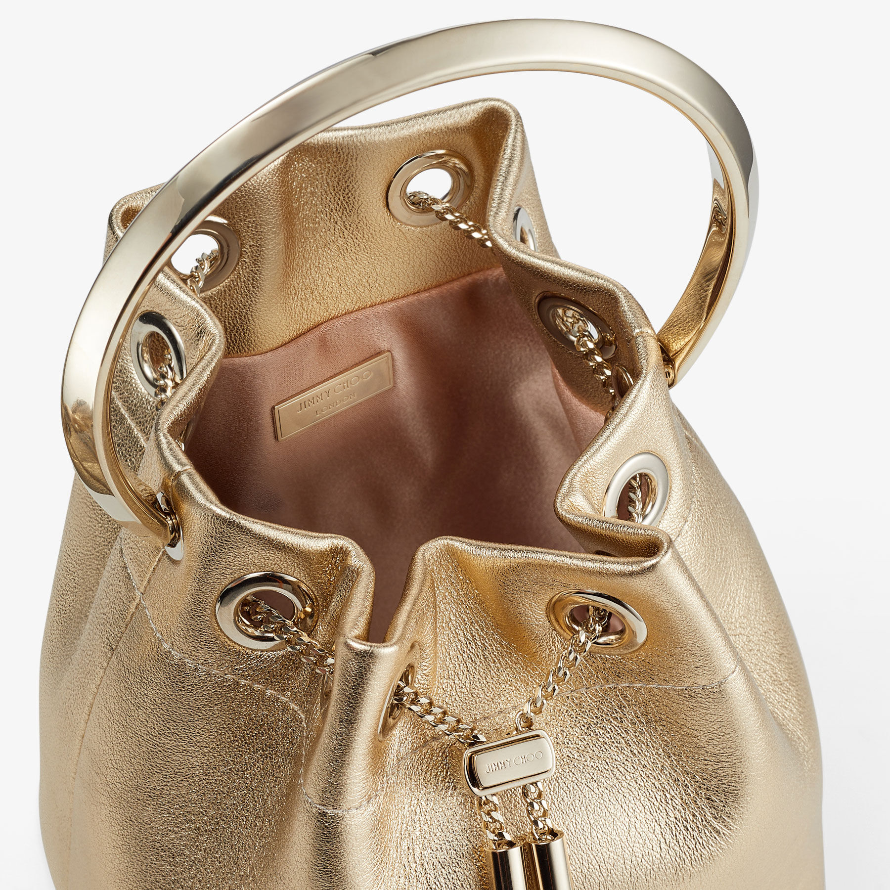 Bon Bon Gold Metallic Nappa Bag with Metal Handle
