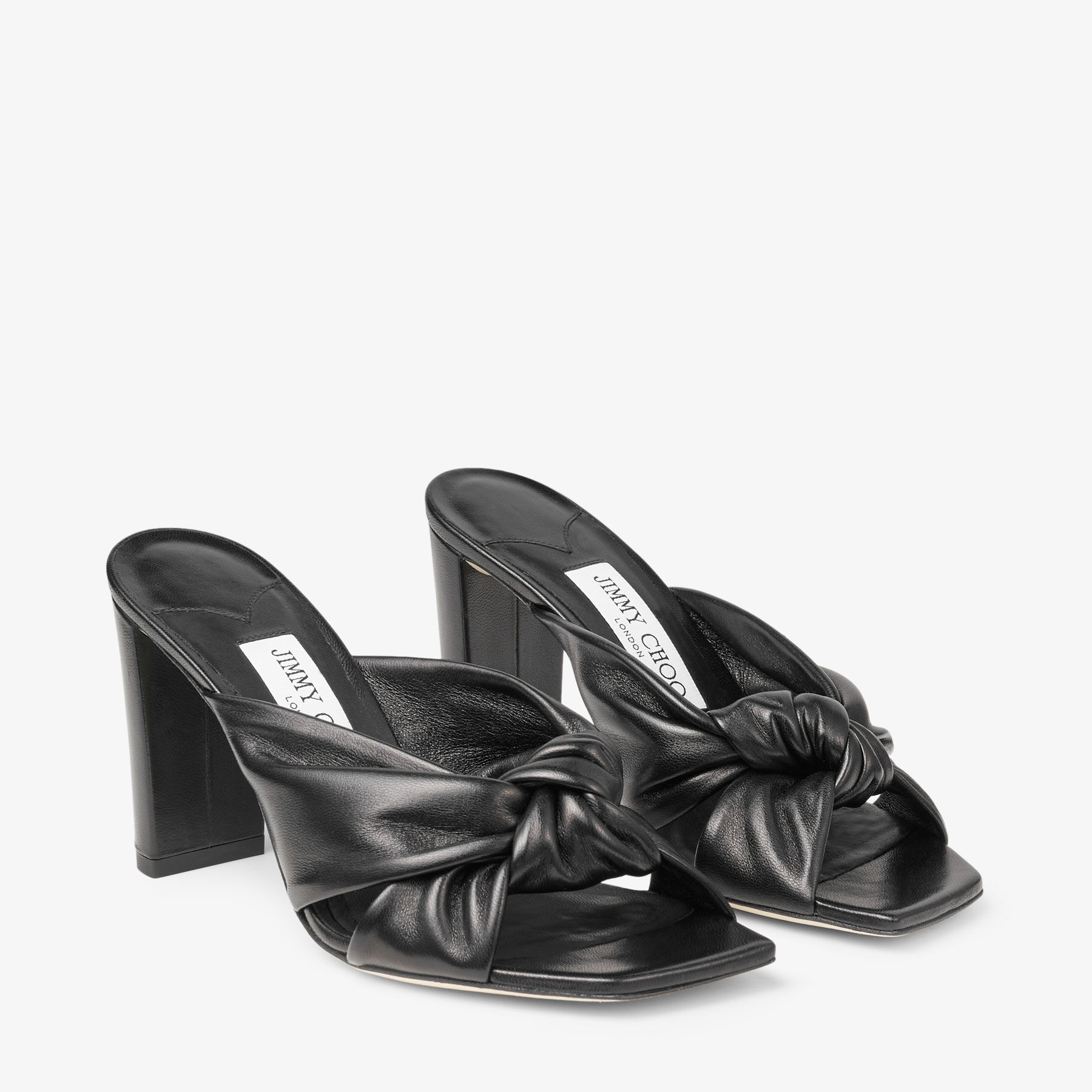 Avenue 85 Black Nappa Leather Mules