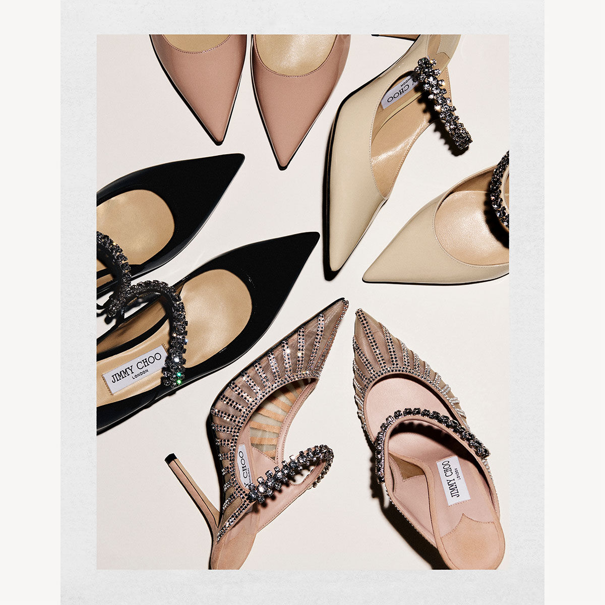 Bing 65 Linen Patent Leather Mules with Crystal Strap