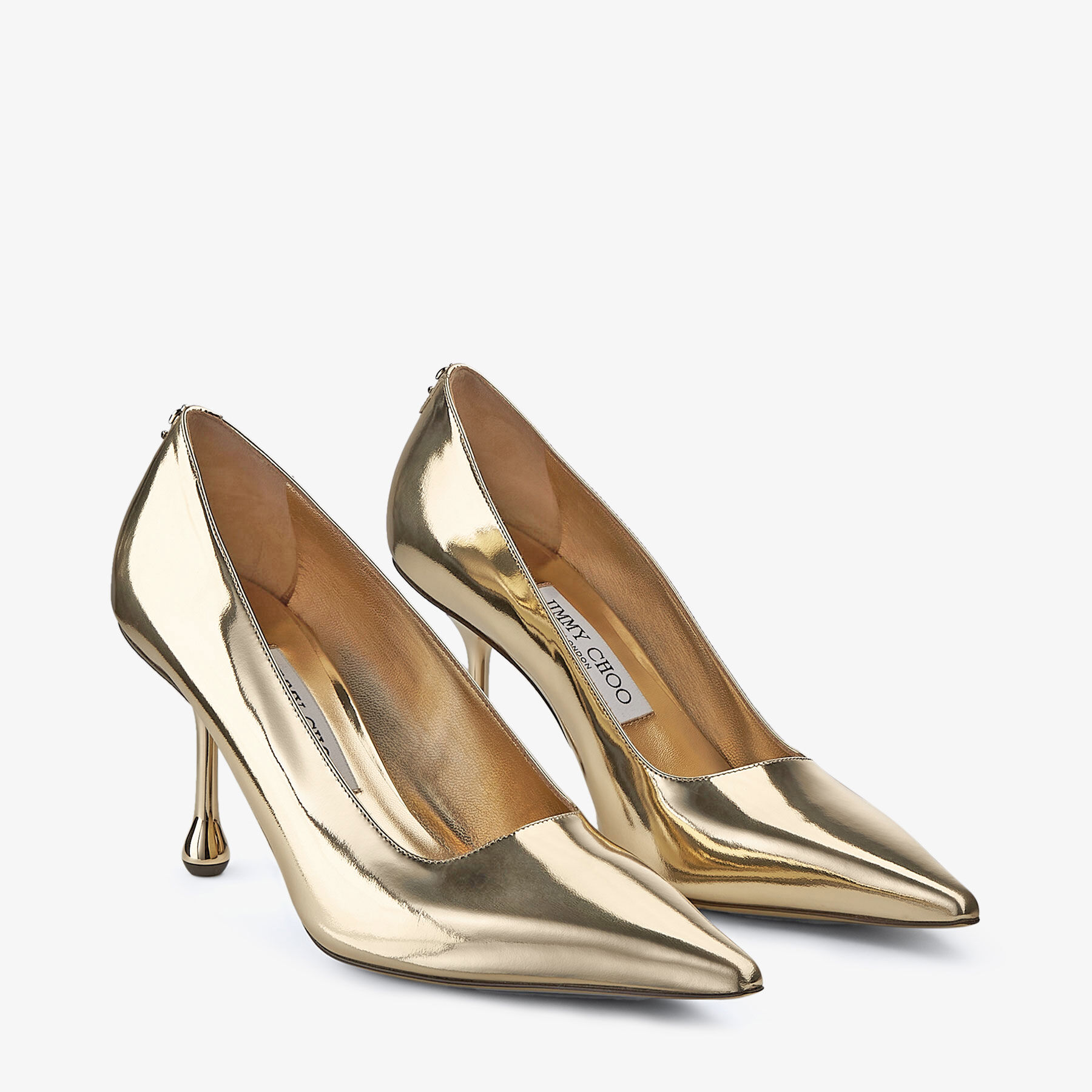 Ixia 80 Gold Liquid Metal Leather Pumps