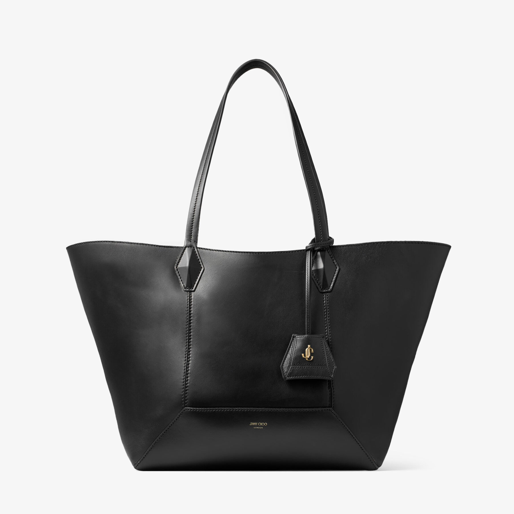 Diamond Tote M Black Calf Leather Tote Bag
