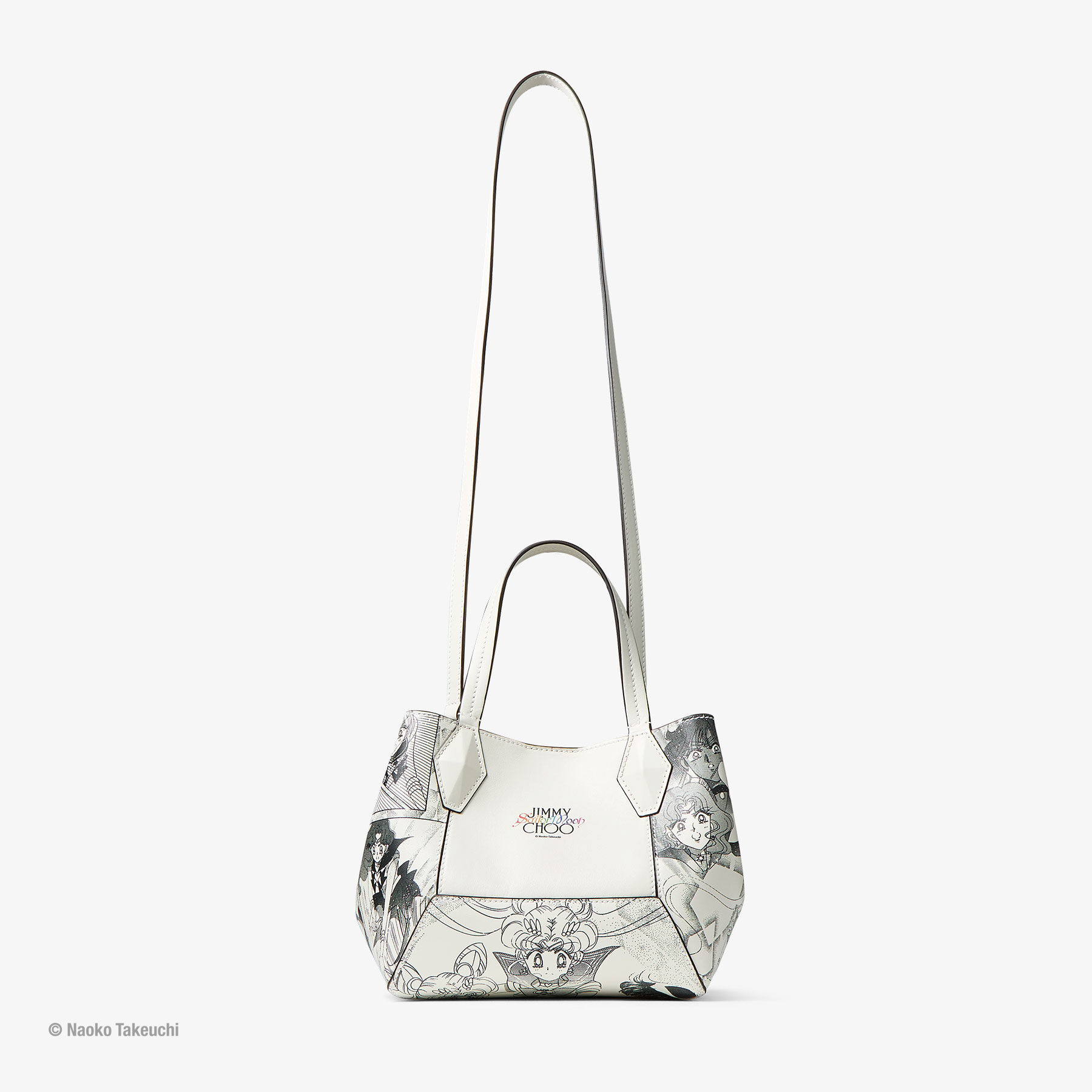 Sailor Guardians  Diamond Tote/S White Manga Print Leather Tote Bag