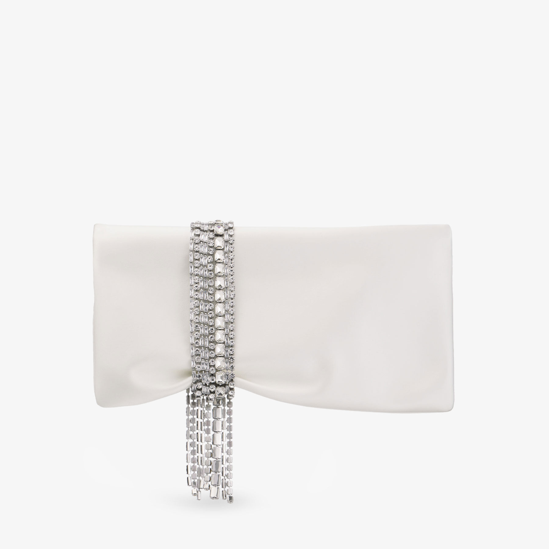 Zandra Ivory Satin Crystal Clutch Bag